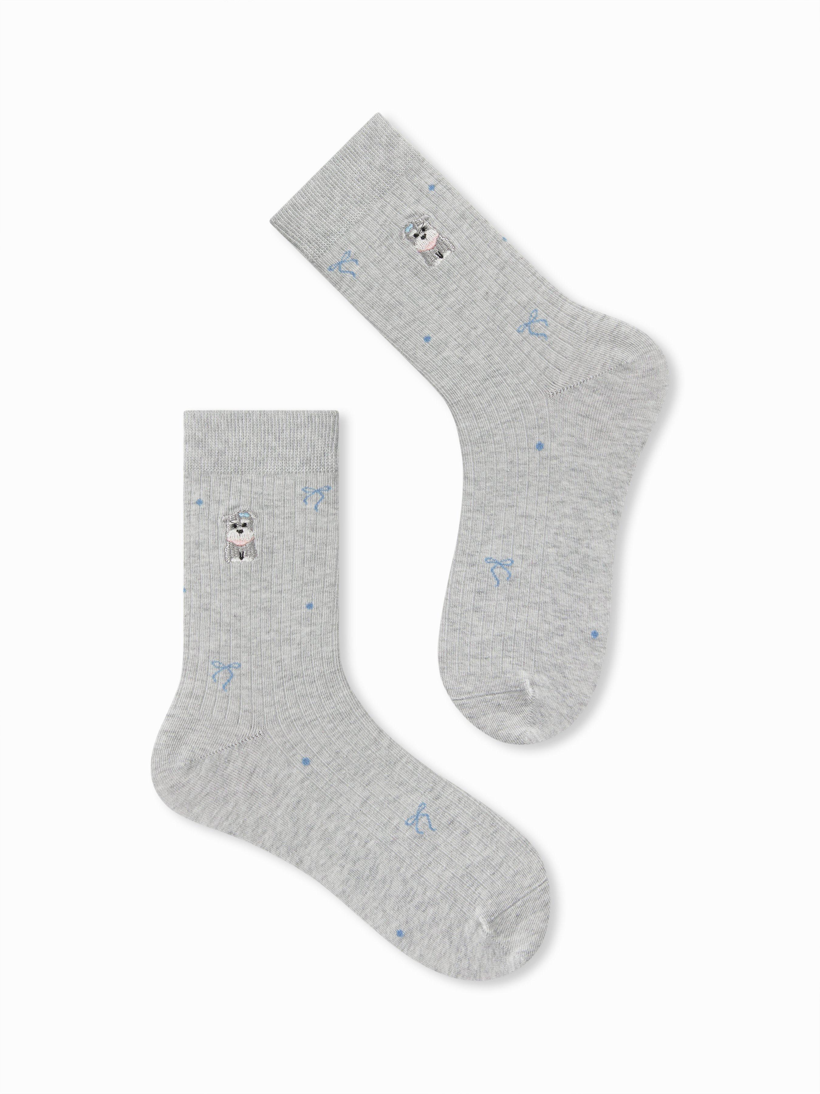 CAT & BOWKNOT CREW SOCKS by CIDER