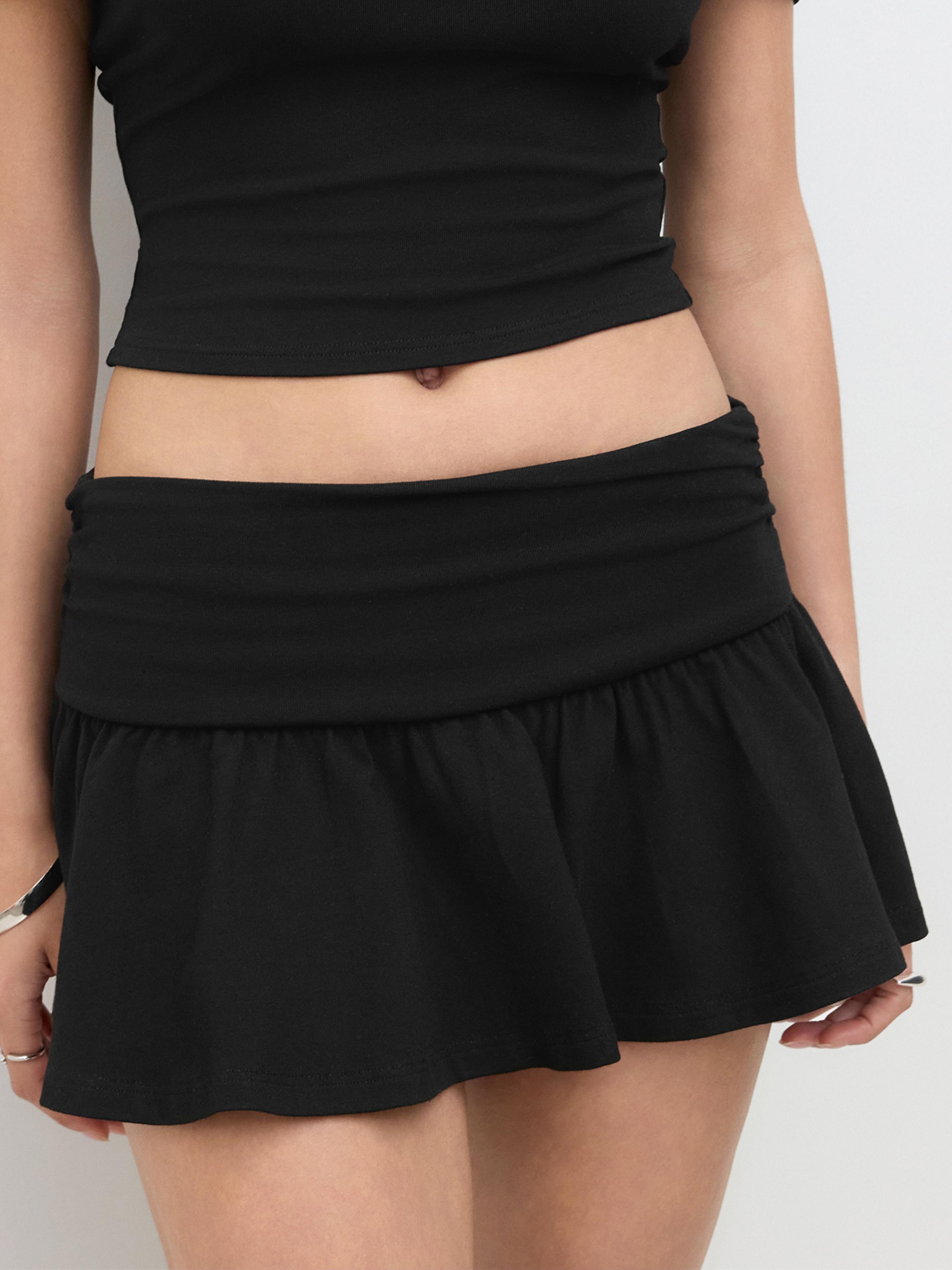 CDR Niederliegende, geriffelte Mini-Skirt mit Spitzenrand by CIDER