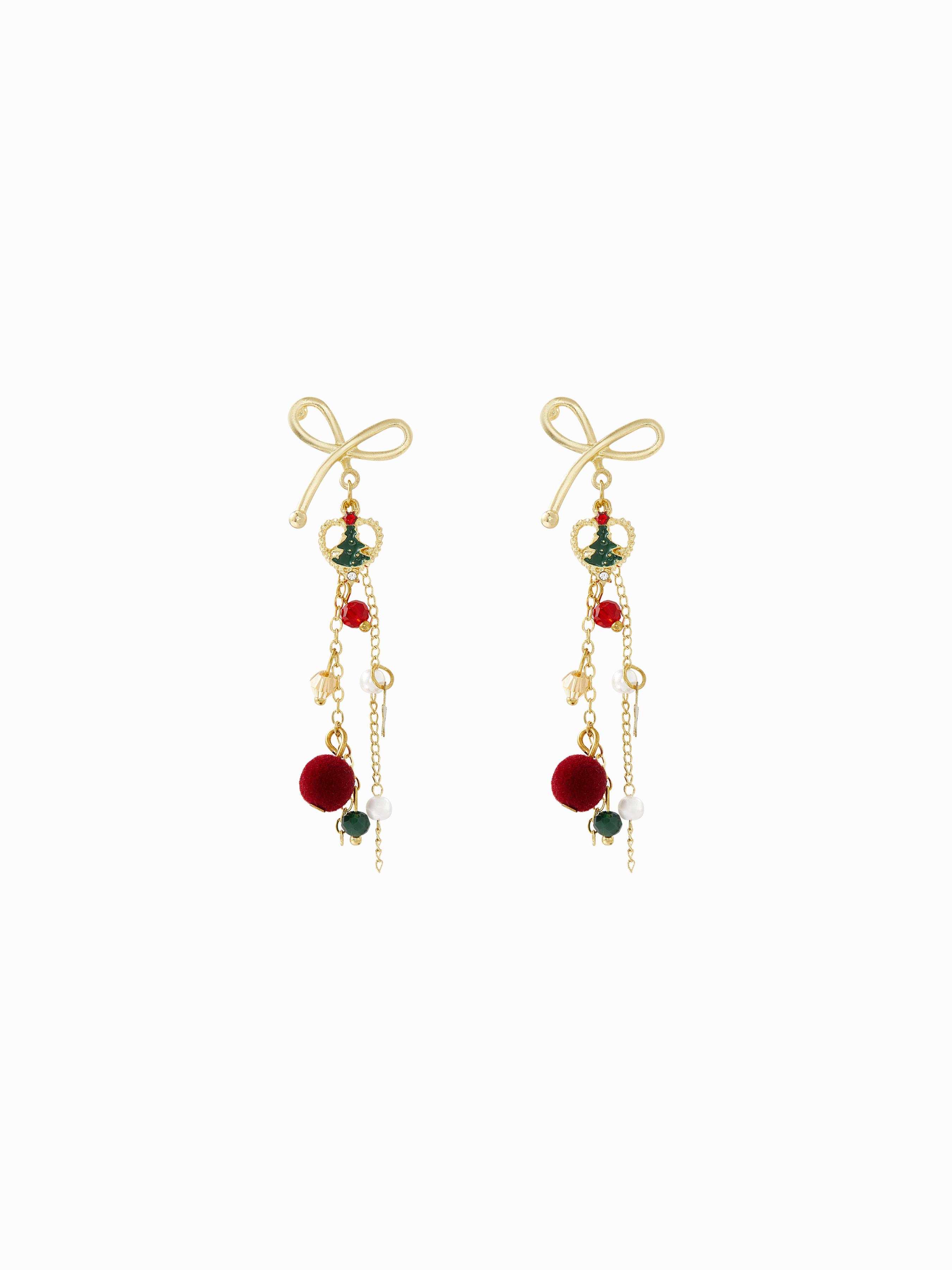 CHRISTMAS TREE & BEADED DROP EARRINGS by CIDER
