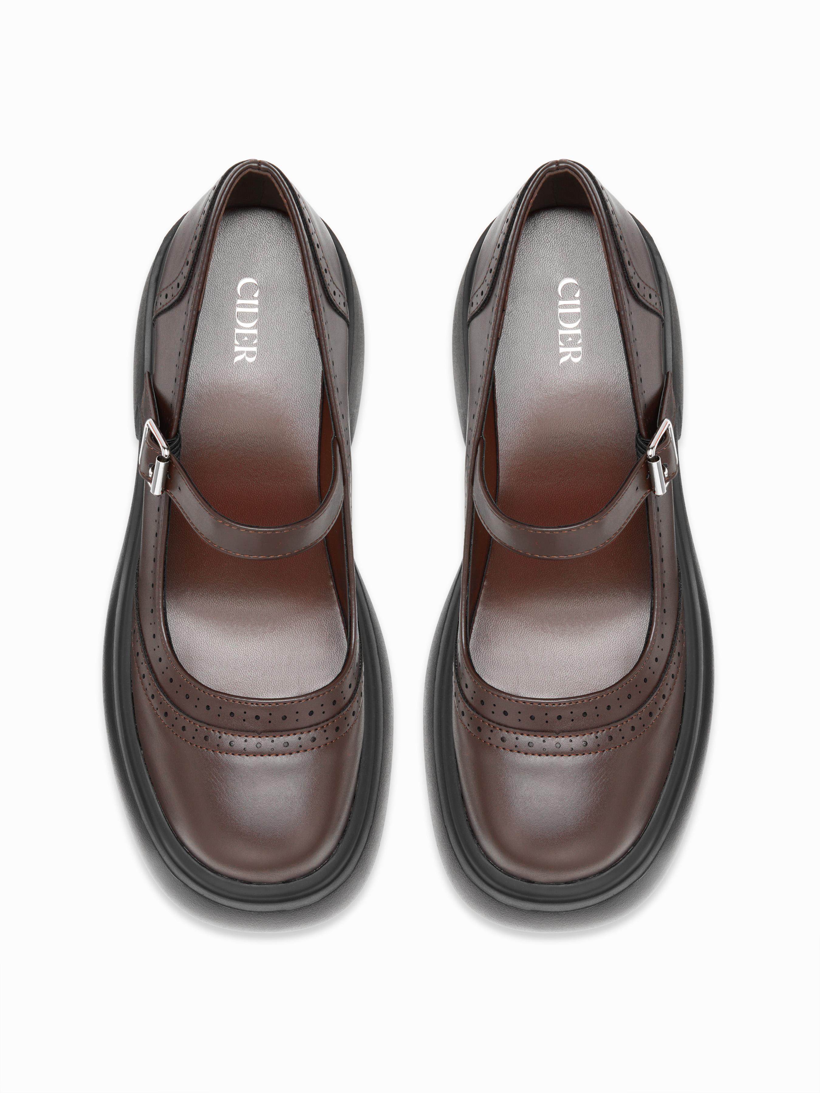CHUNKY HEELED BUCKLE LOAFERS by CIDER