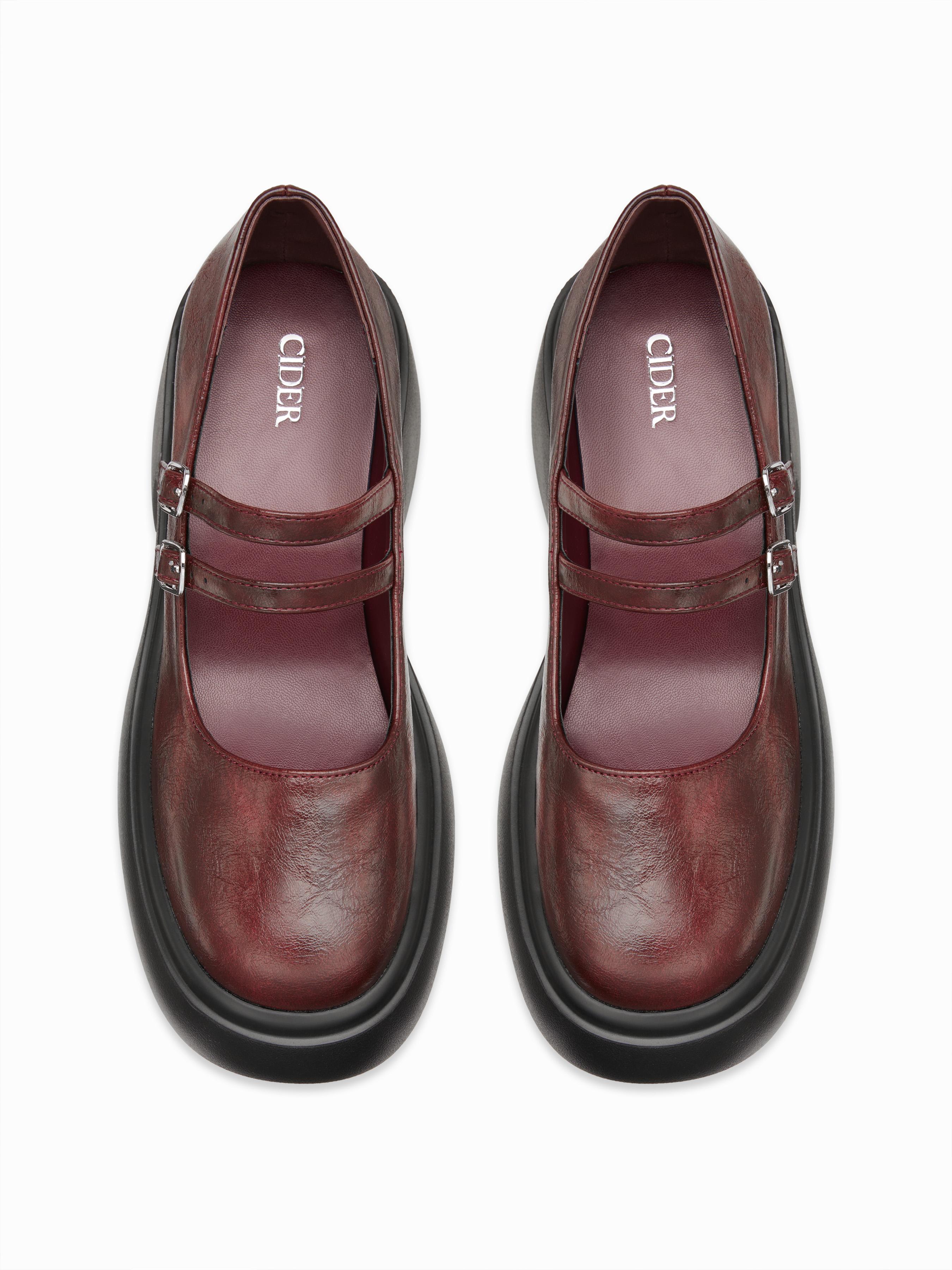 CHUNKY HEELED DOUBLE BUCKLE LOAFERS by CIDER