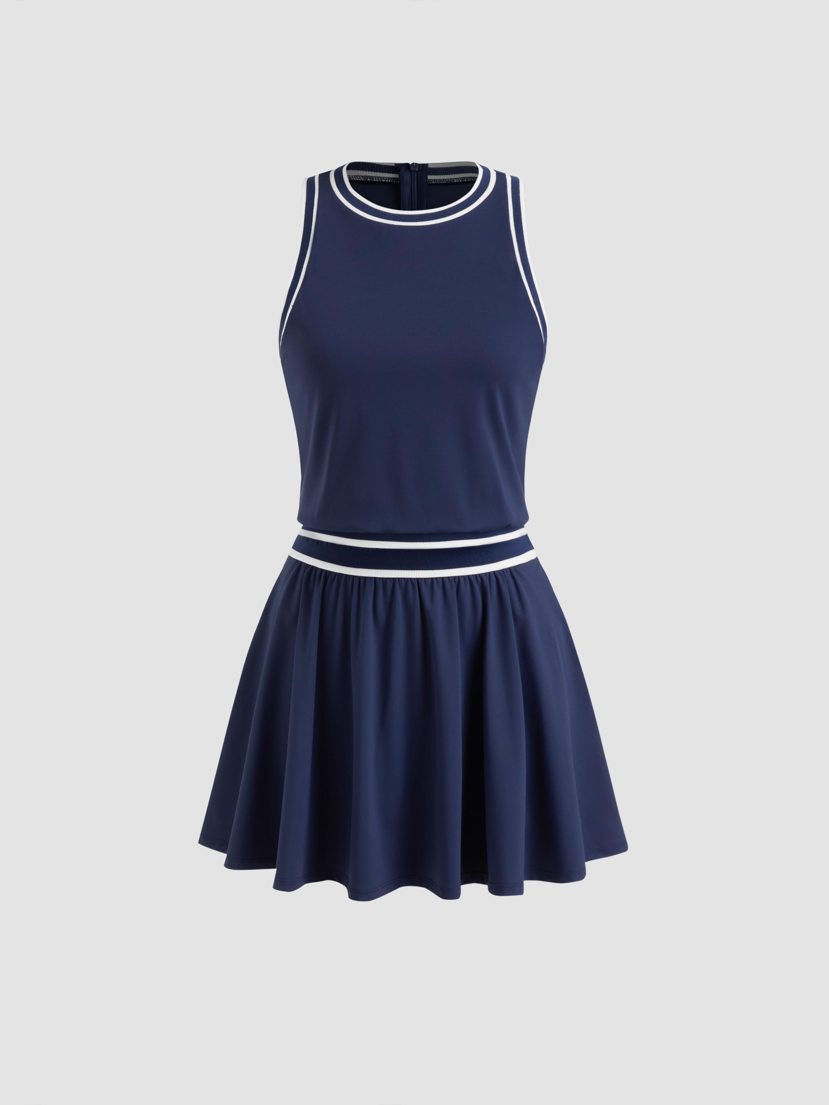 CIDERAIRY™ Round Neckline Solid Contrasting Binding Active Dress With Built-in Shorts by CIDER