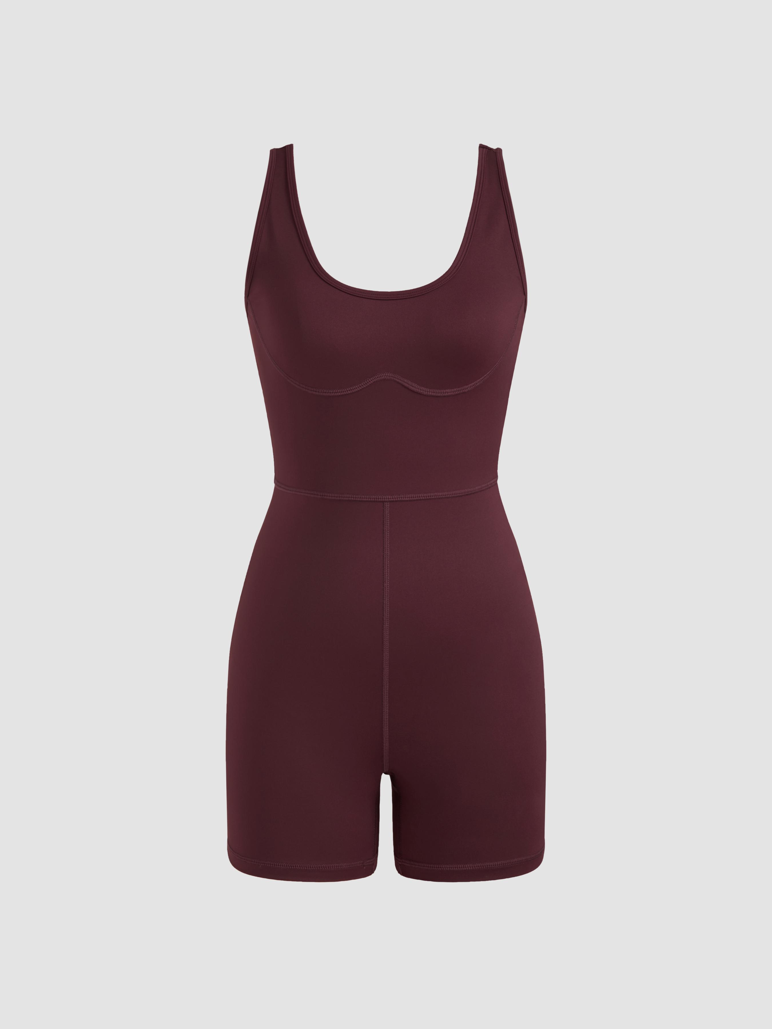 CIDERAIRY™ Scoop Neckline Mid Rise Solid Active Romper by CIDER