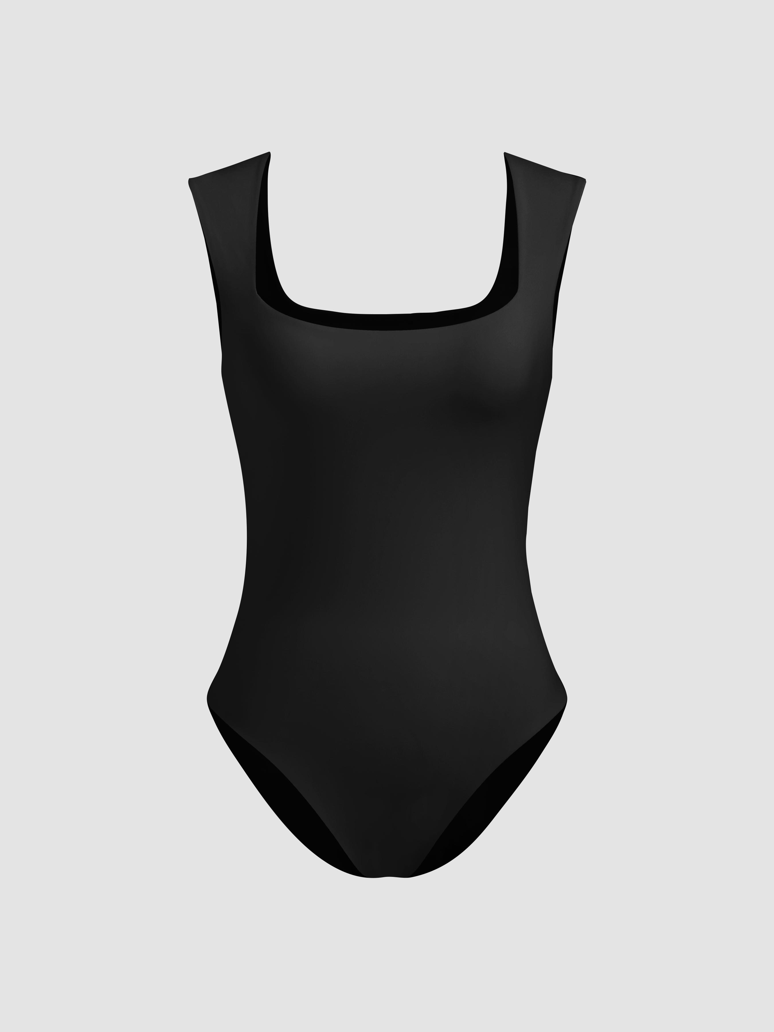 CIDERCONTOUR Double Layered Square Neck Solid Bodysuit by CIDER