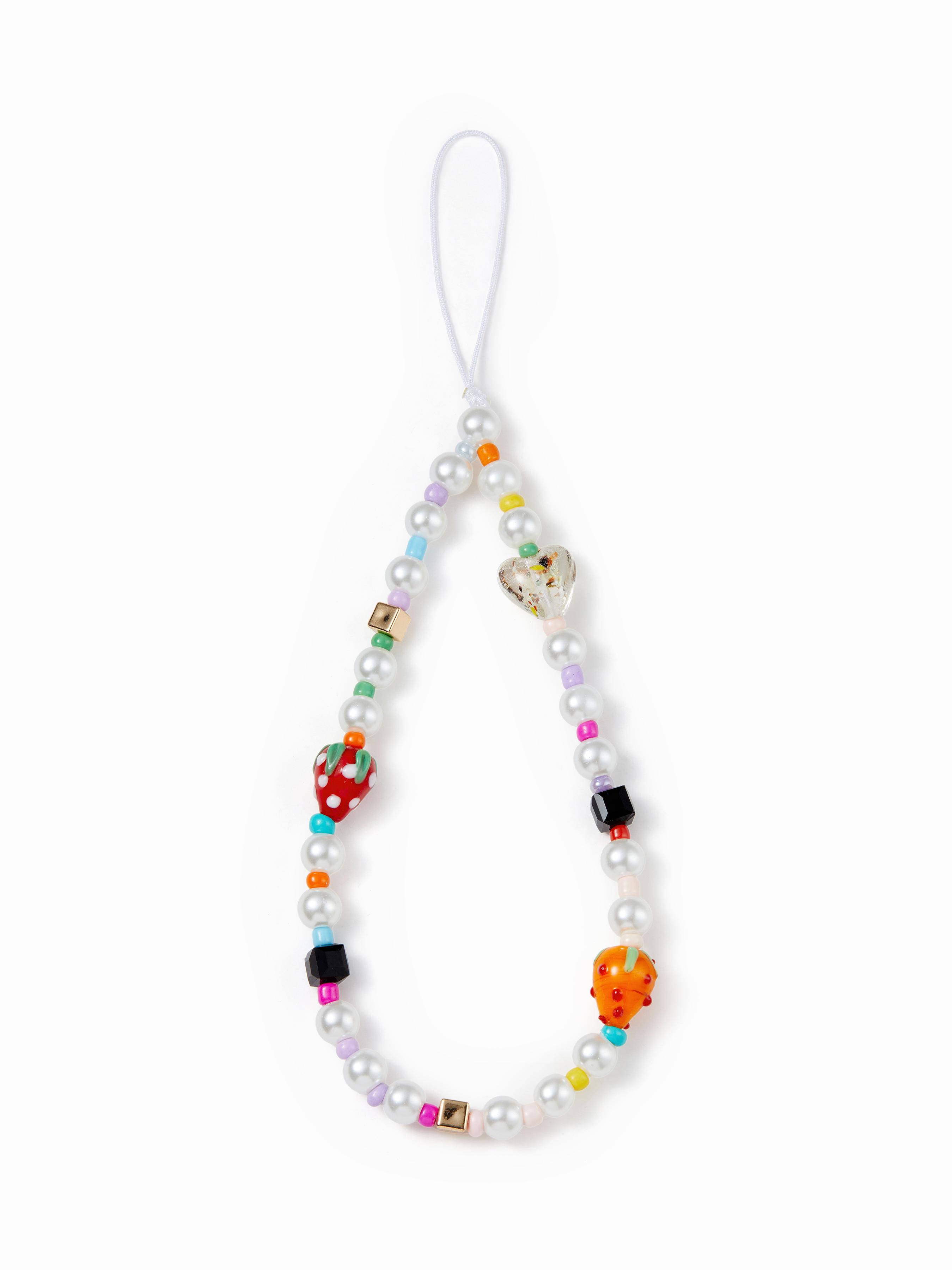 COLORFUL HEART & STAR BEADED PHONE CHAIN by CIDER