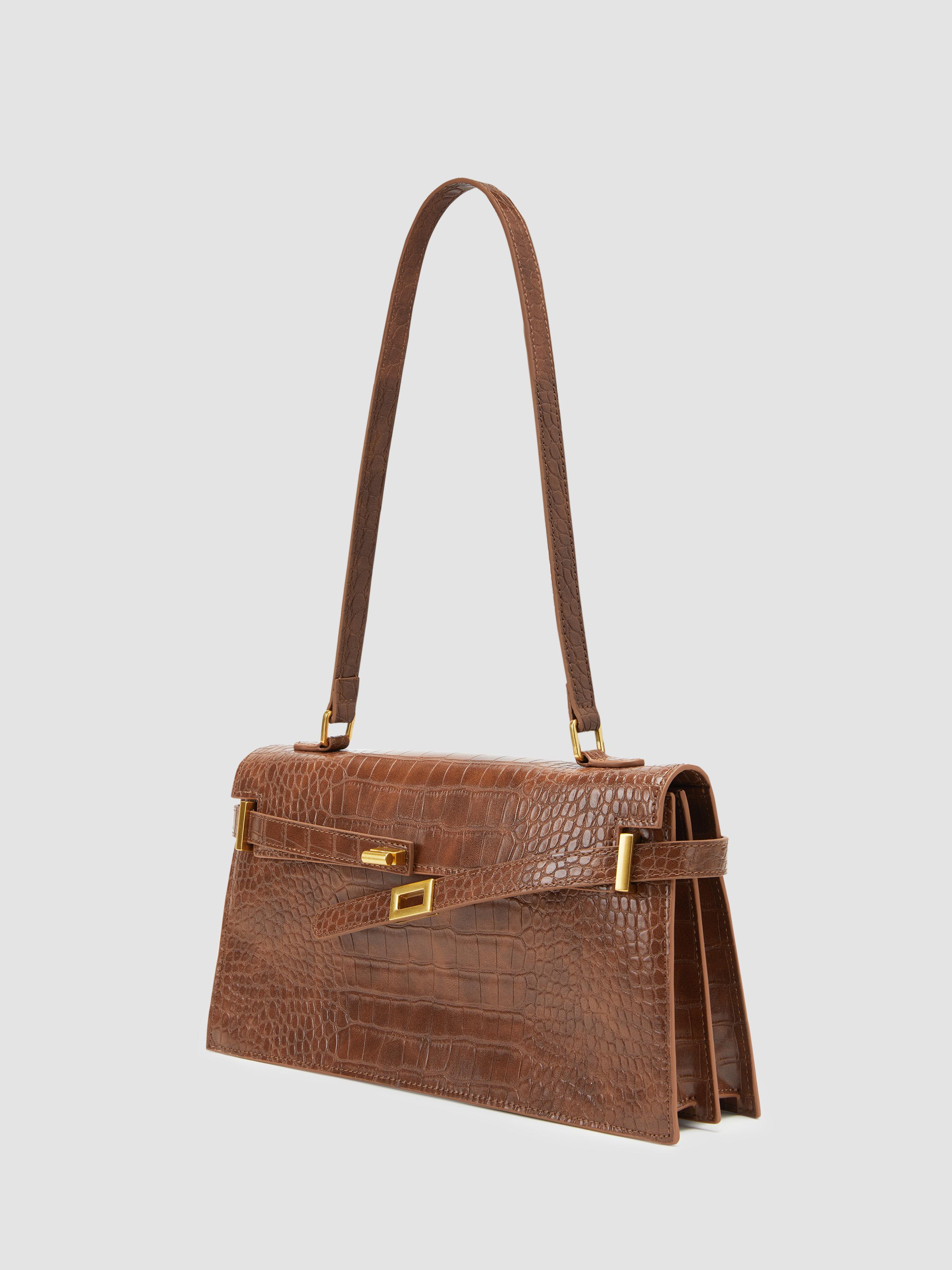 CROCODILE PATTERN BELTED RECTANGLE SHOULDER BAG by CIDER