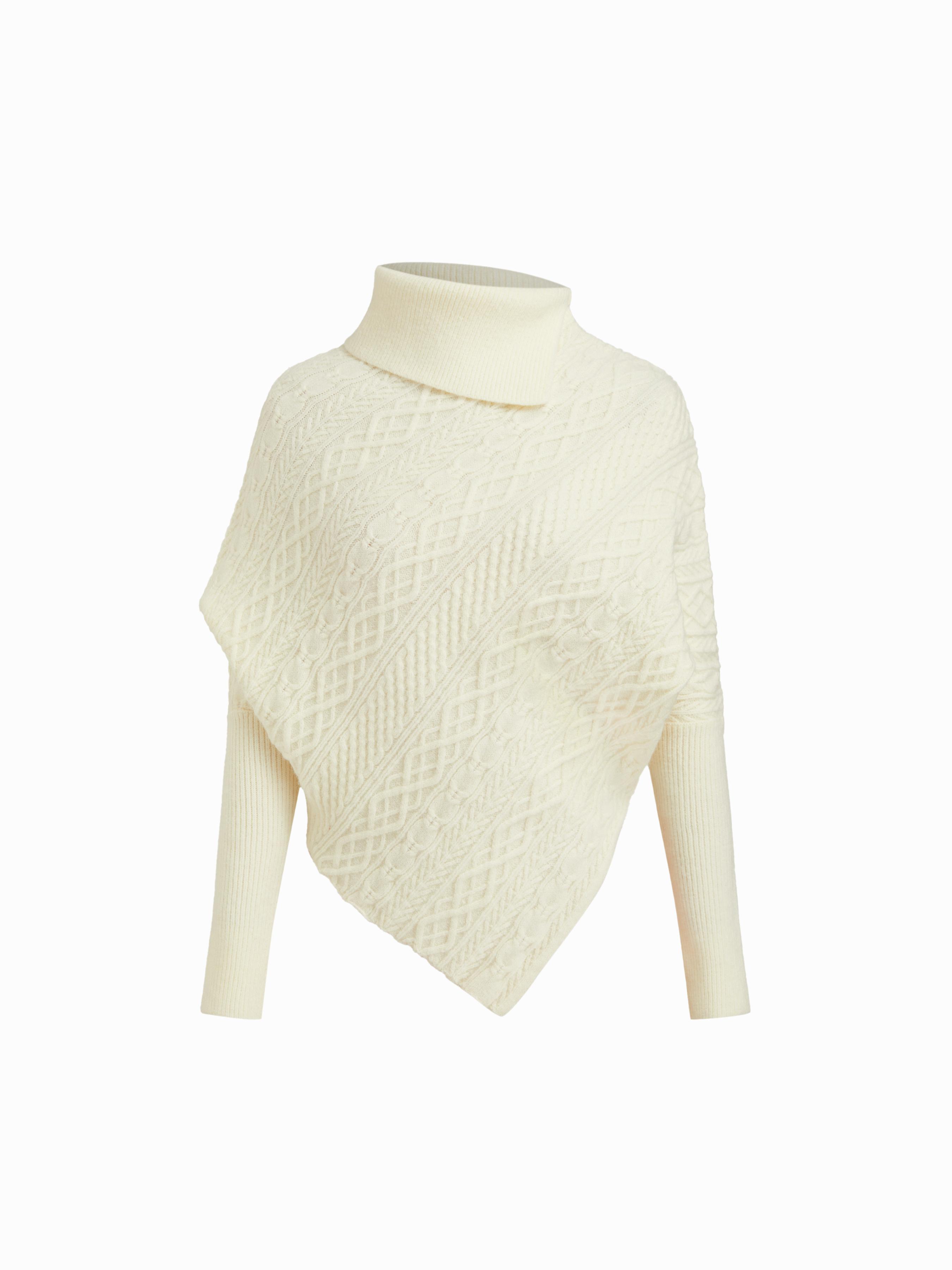 Cable Knit Asymmetrical Neck Long Sleeve Oversized Top by CIDER
