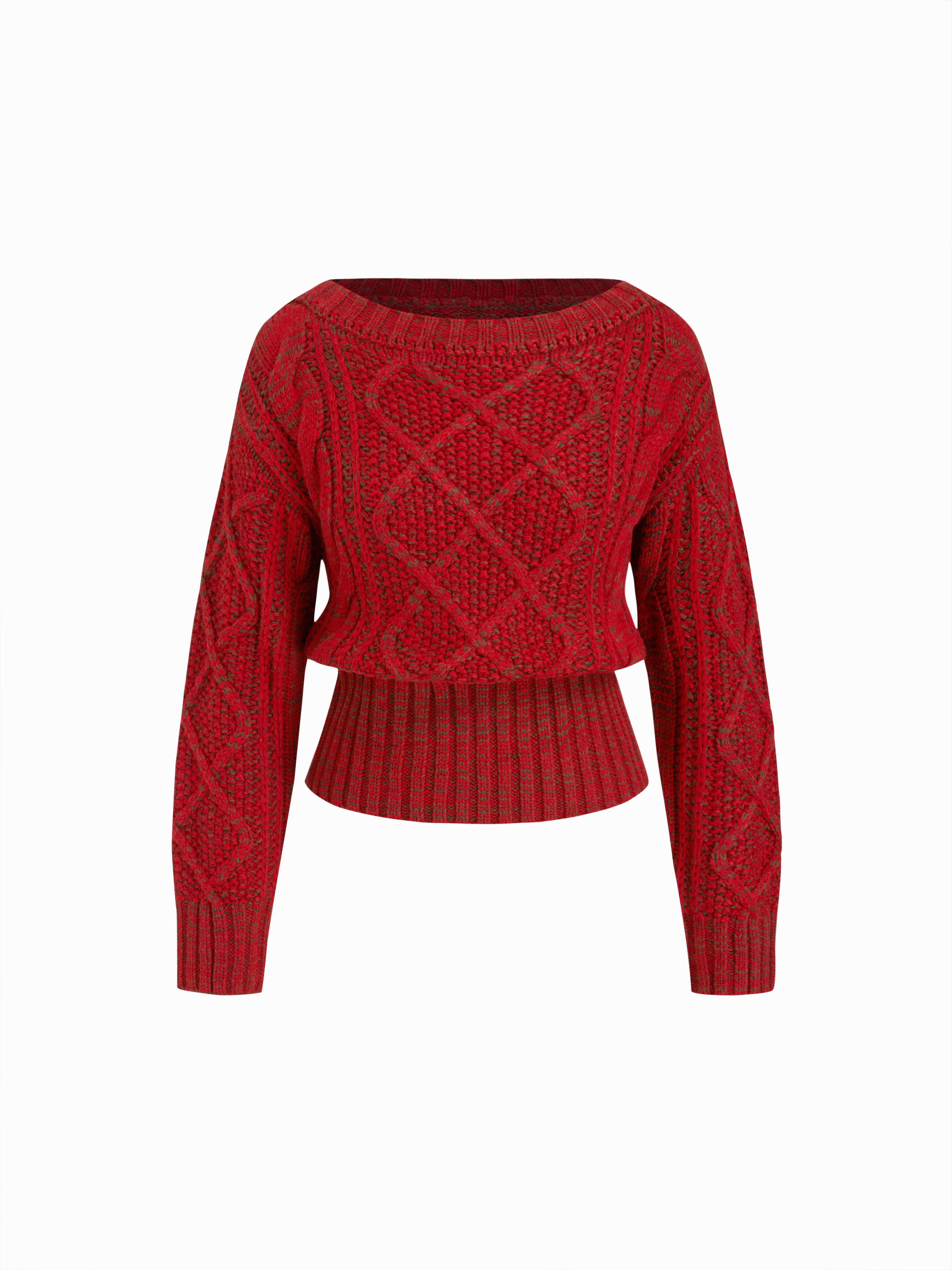 Cable Knit Boat Neck Oversized Top by CIDER