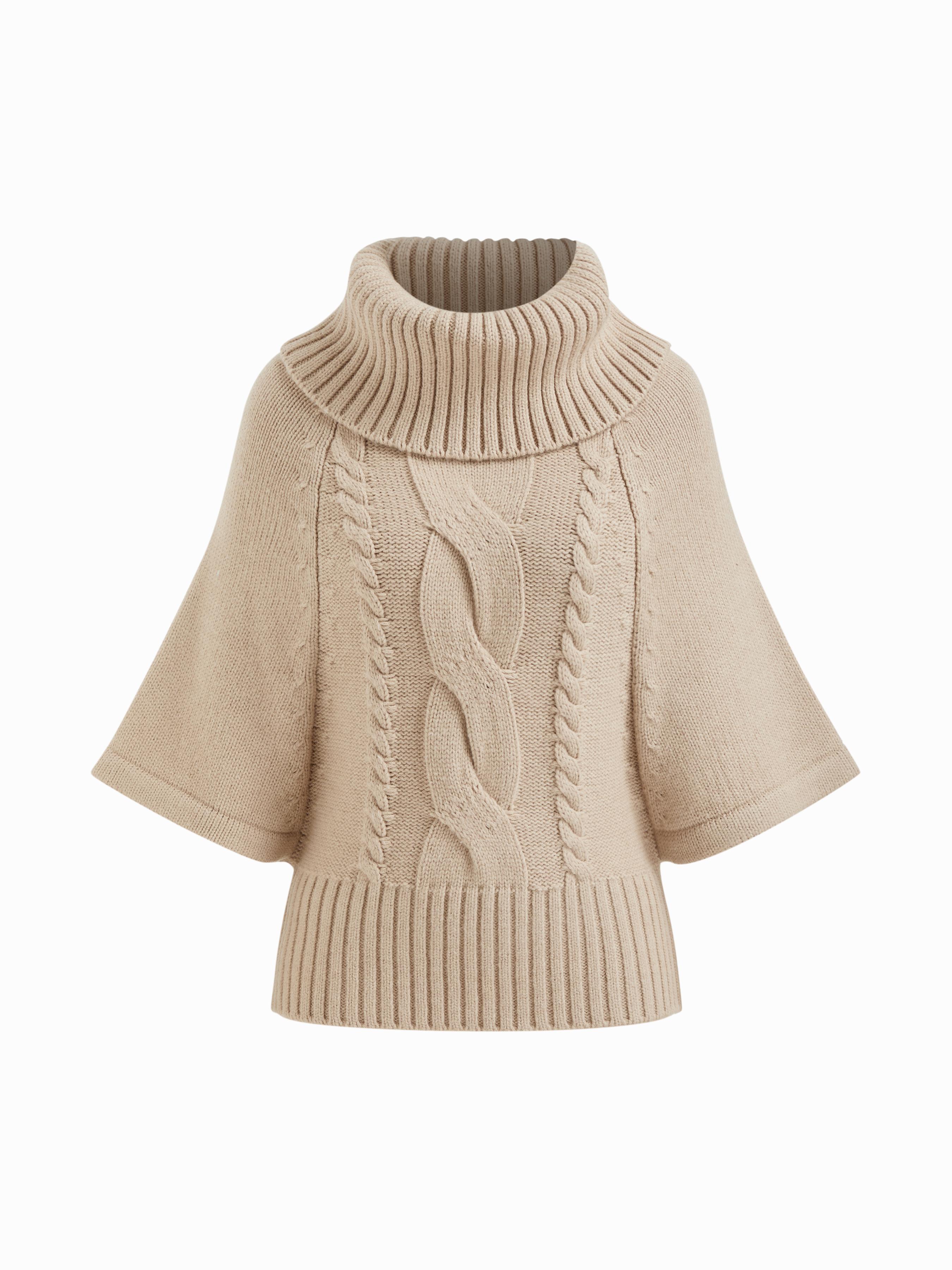 Cable Knit Wool-blend Turtleneck Mid-length Sleeve Oversized Top by CIDER