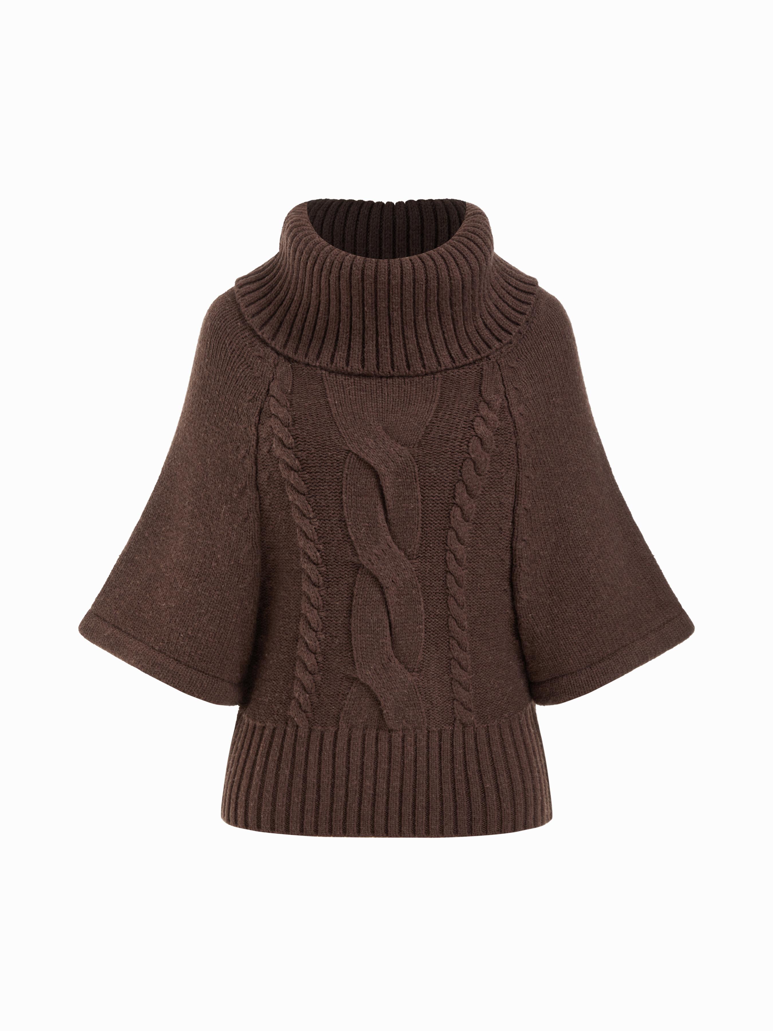 Cable Knit Wool-blend Turtleneck Mid-length Sleeve Oversized Top by CIDER