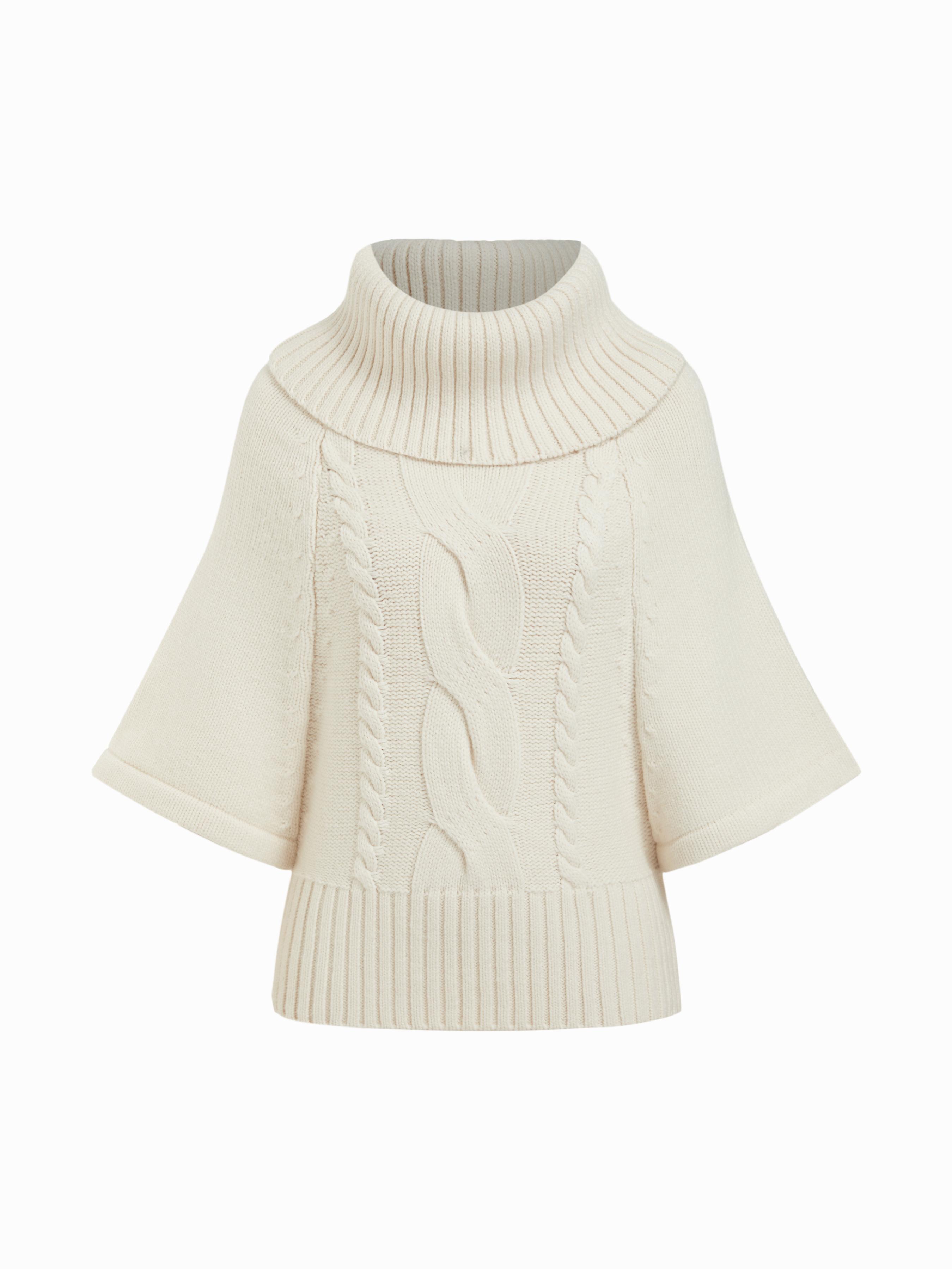 Cable Knit Wool-blend Turtleneck Mid-length Sleeve Oversized Top by CIDER