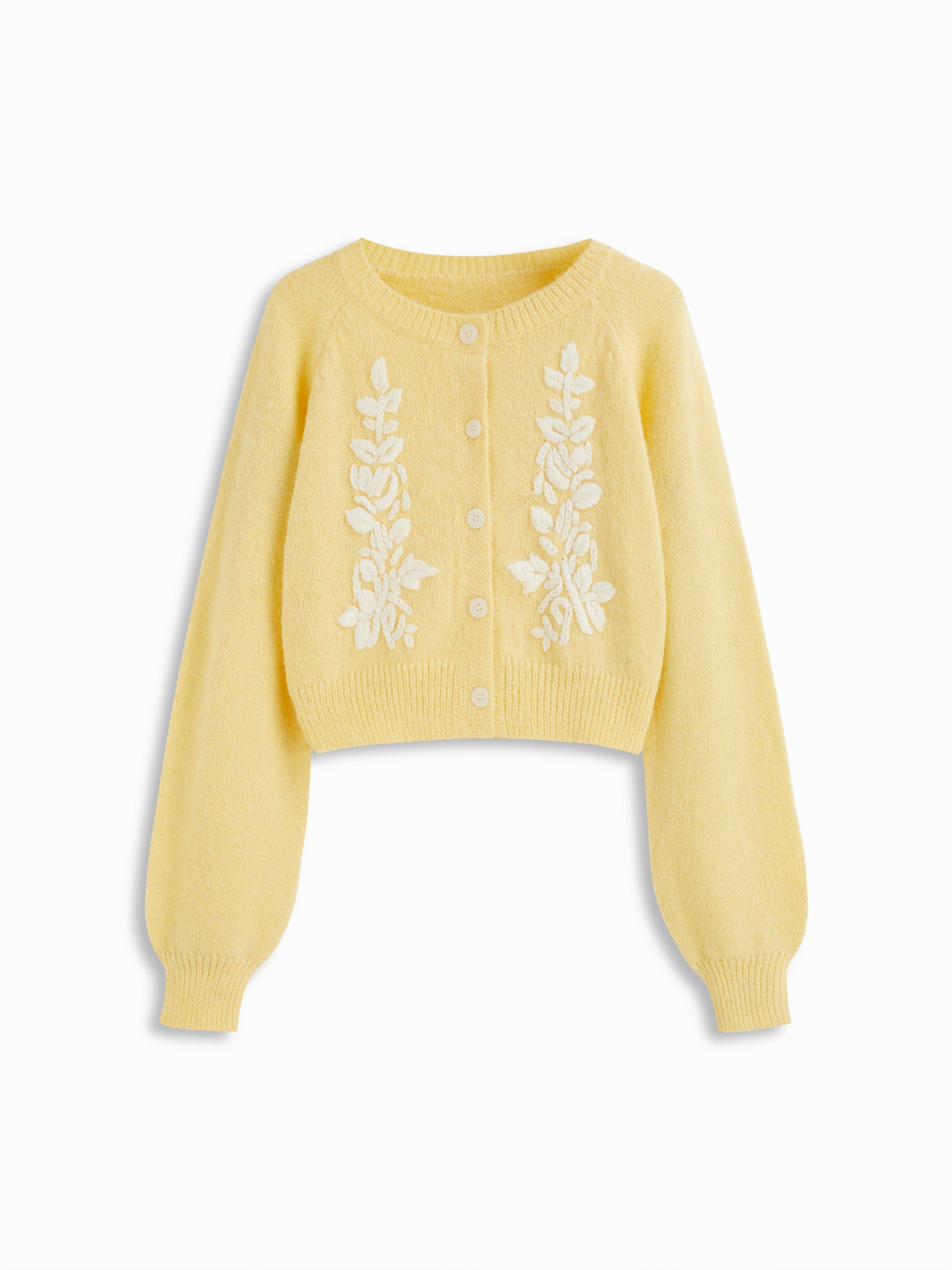Cardigan tricot mélange de broderie florale by CIDER