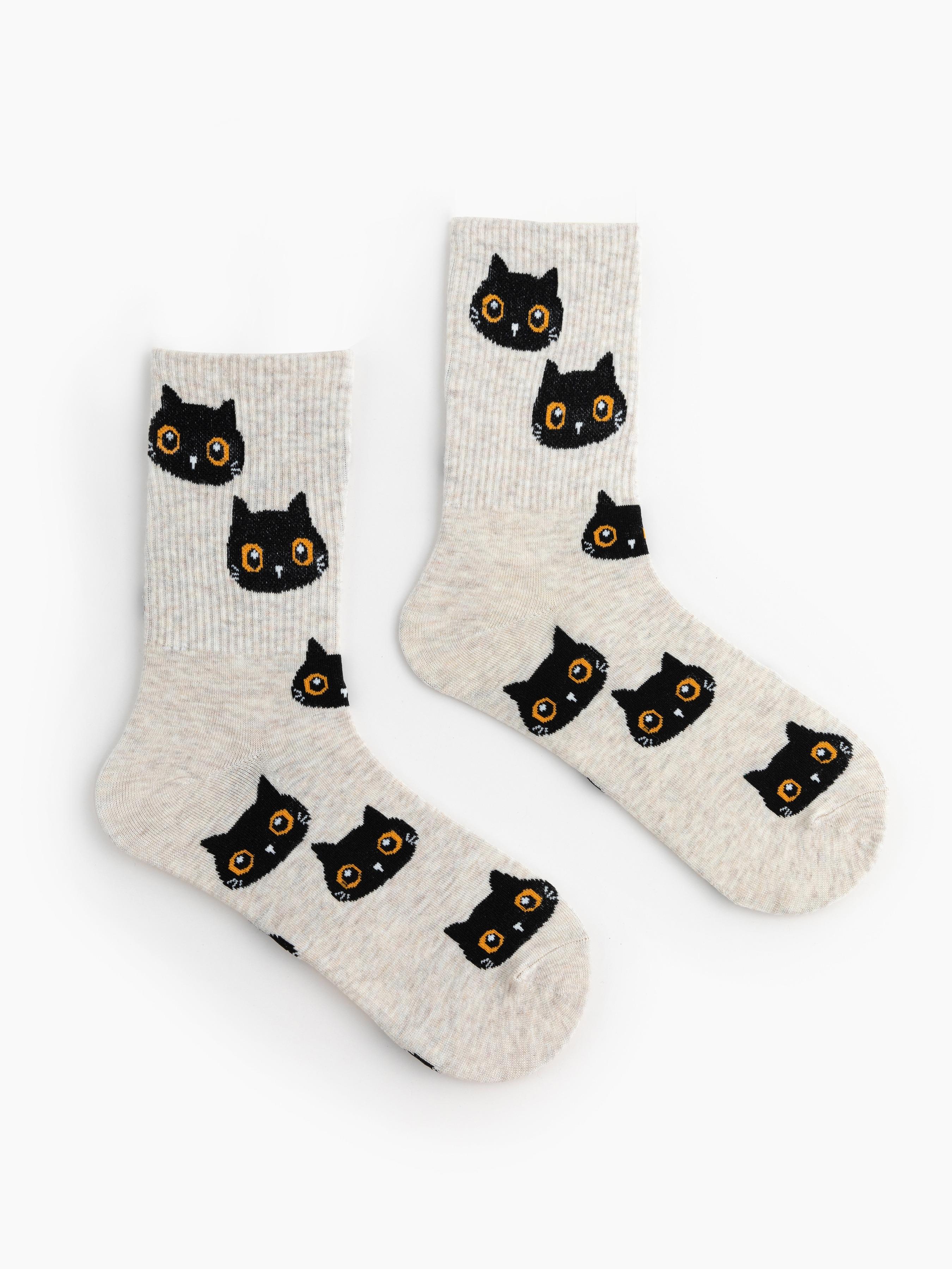 Cat Pattern Crew Socks by CIDER