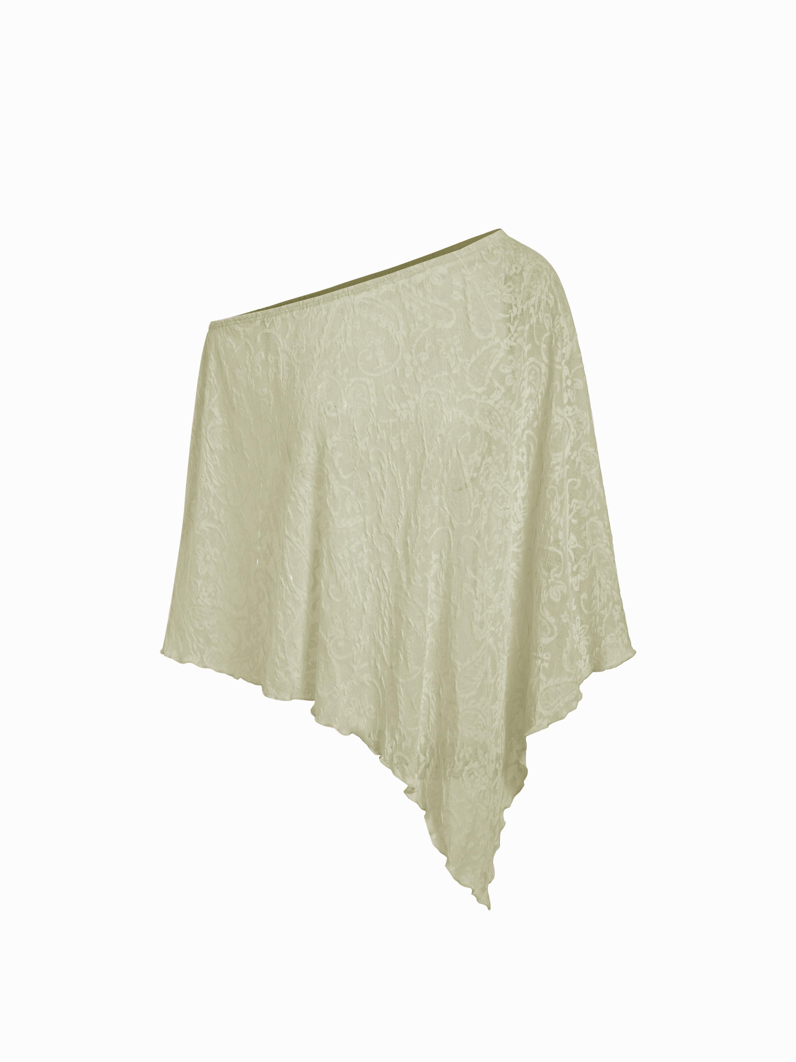 Chiffon Asymmetrical Hem Poncho Top by CIDER
