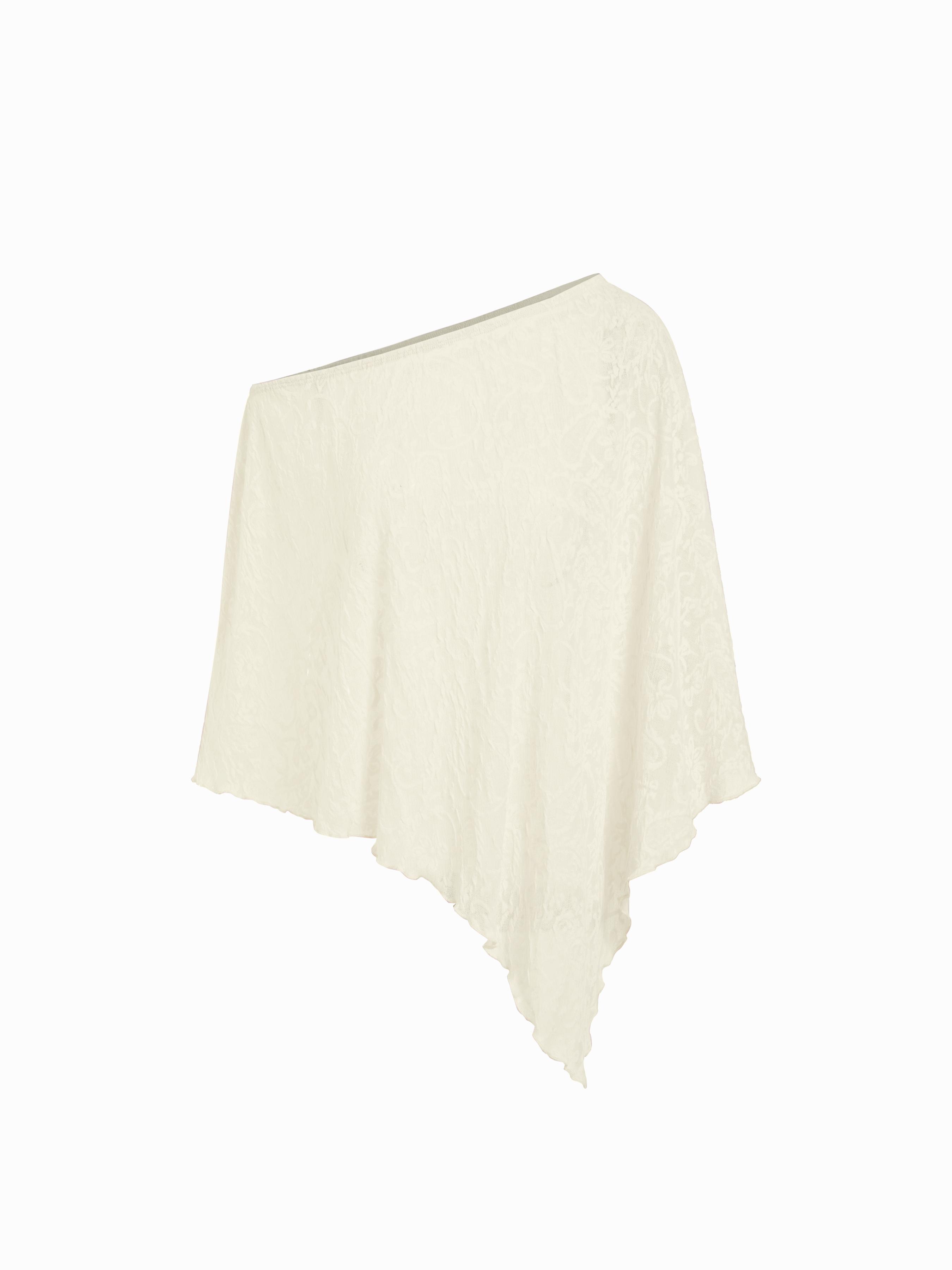 Chiffon Asymmetrical Hem Poncho Top by CIDER