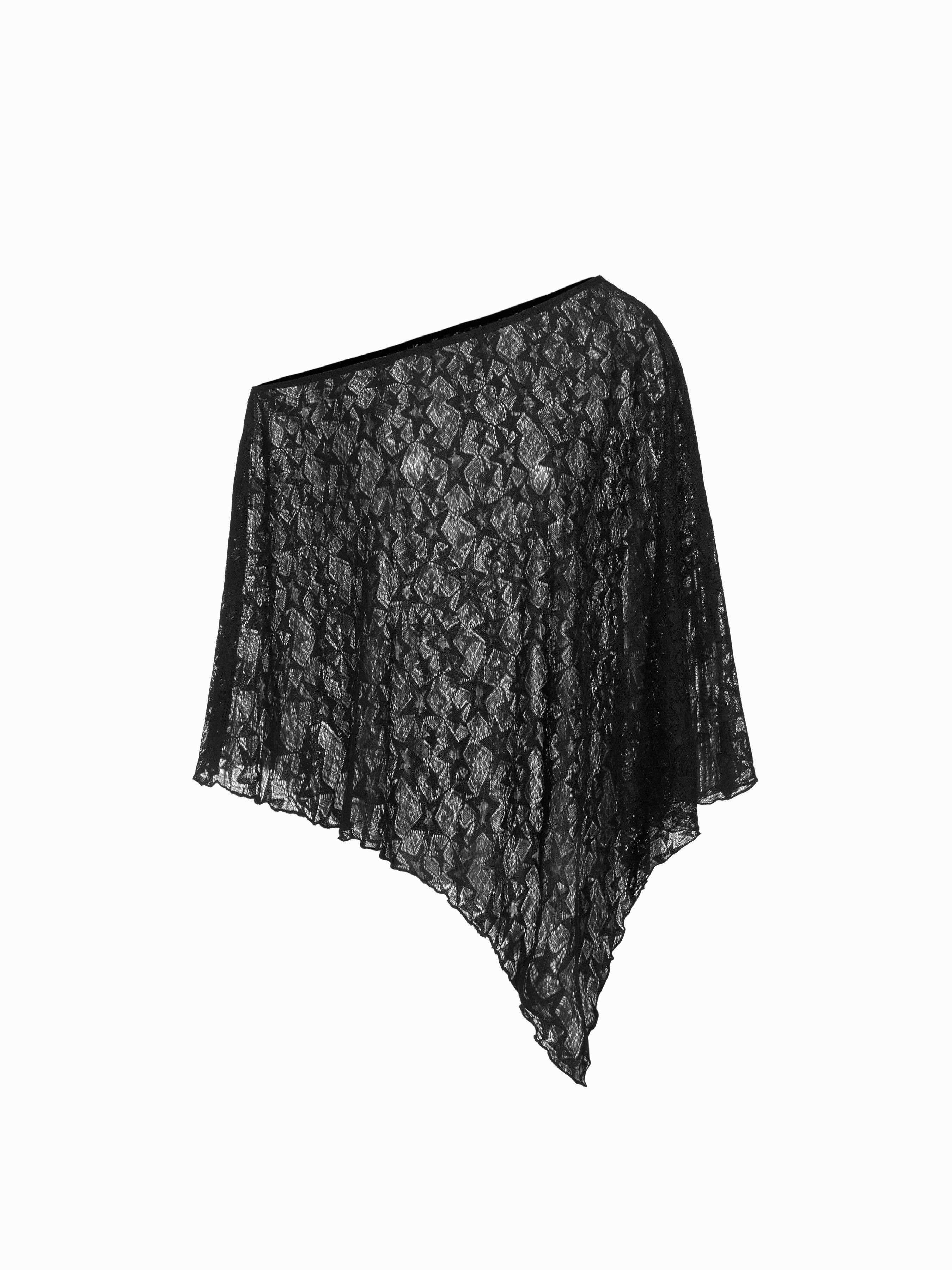 Chiffon Asymmetrical Hem Poncho Top by CIDER