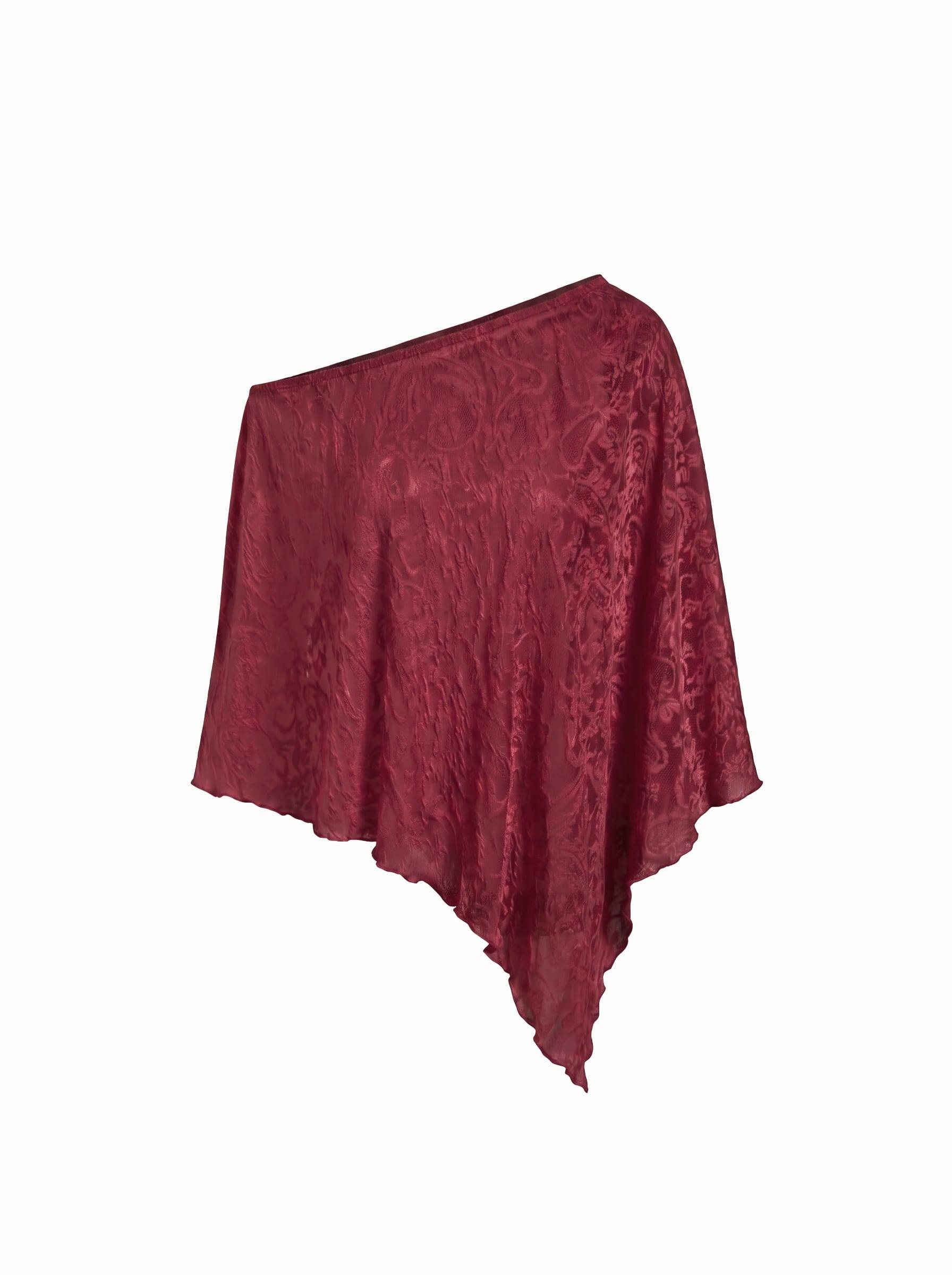 Chiffon Asymmetrical Hem Poncho Top by CIDER