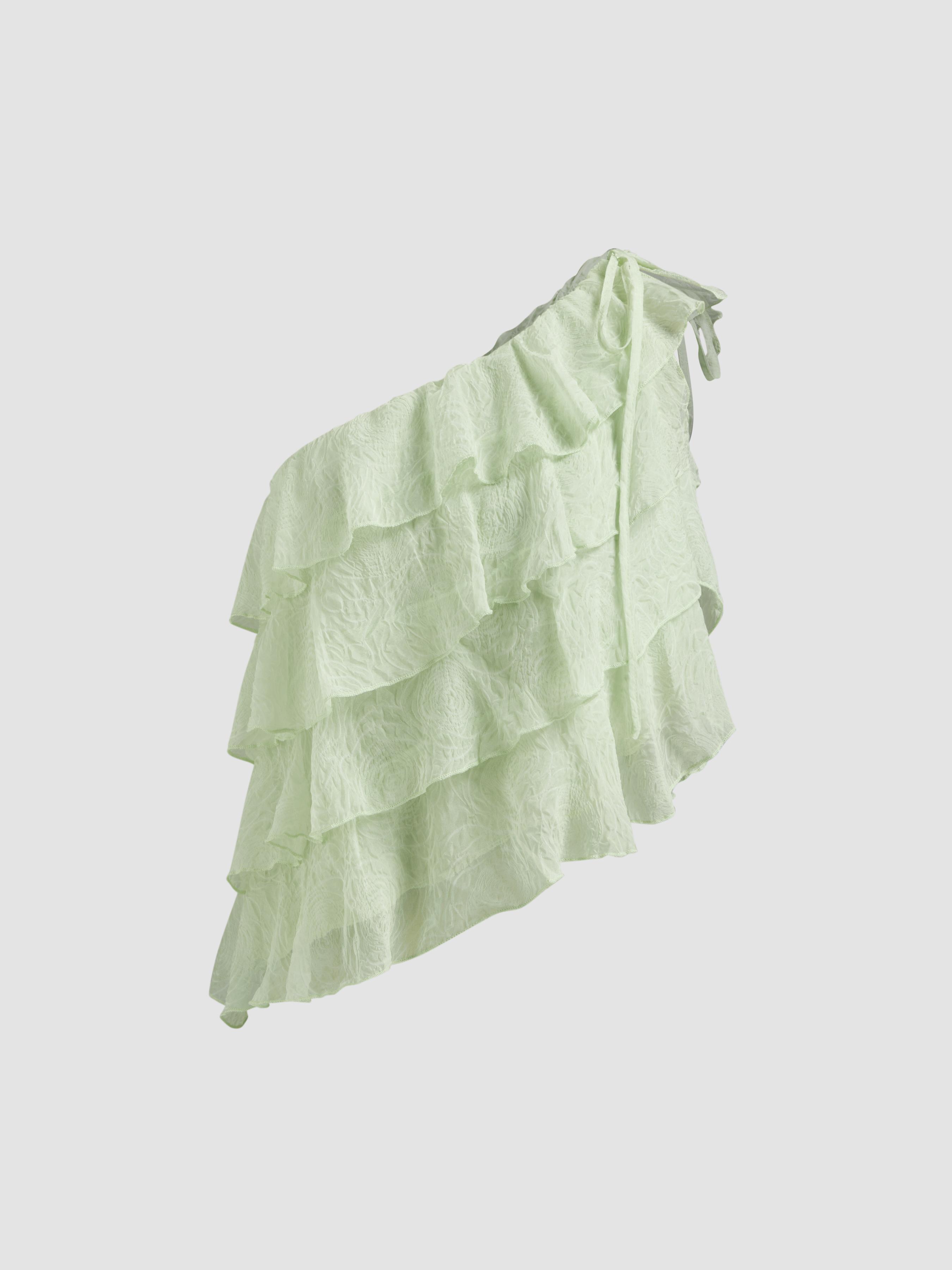 Chiffon Asymmetrical Neck Layered Tank Top by CIDER