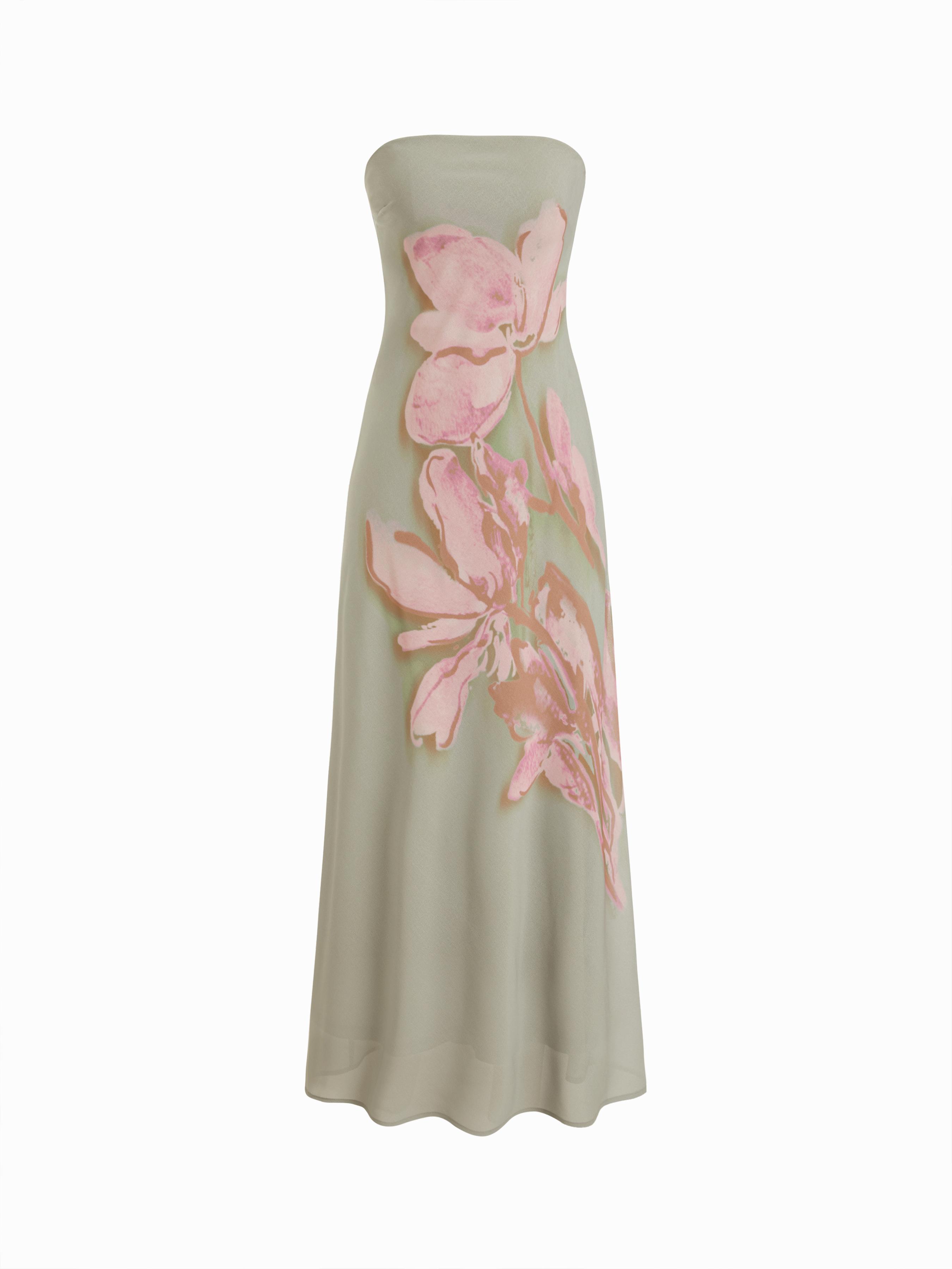 Chiffon Bandeau Floral Backless Mermaid Maxi Dress by CIDER