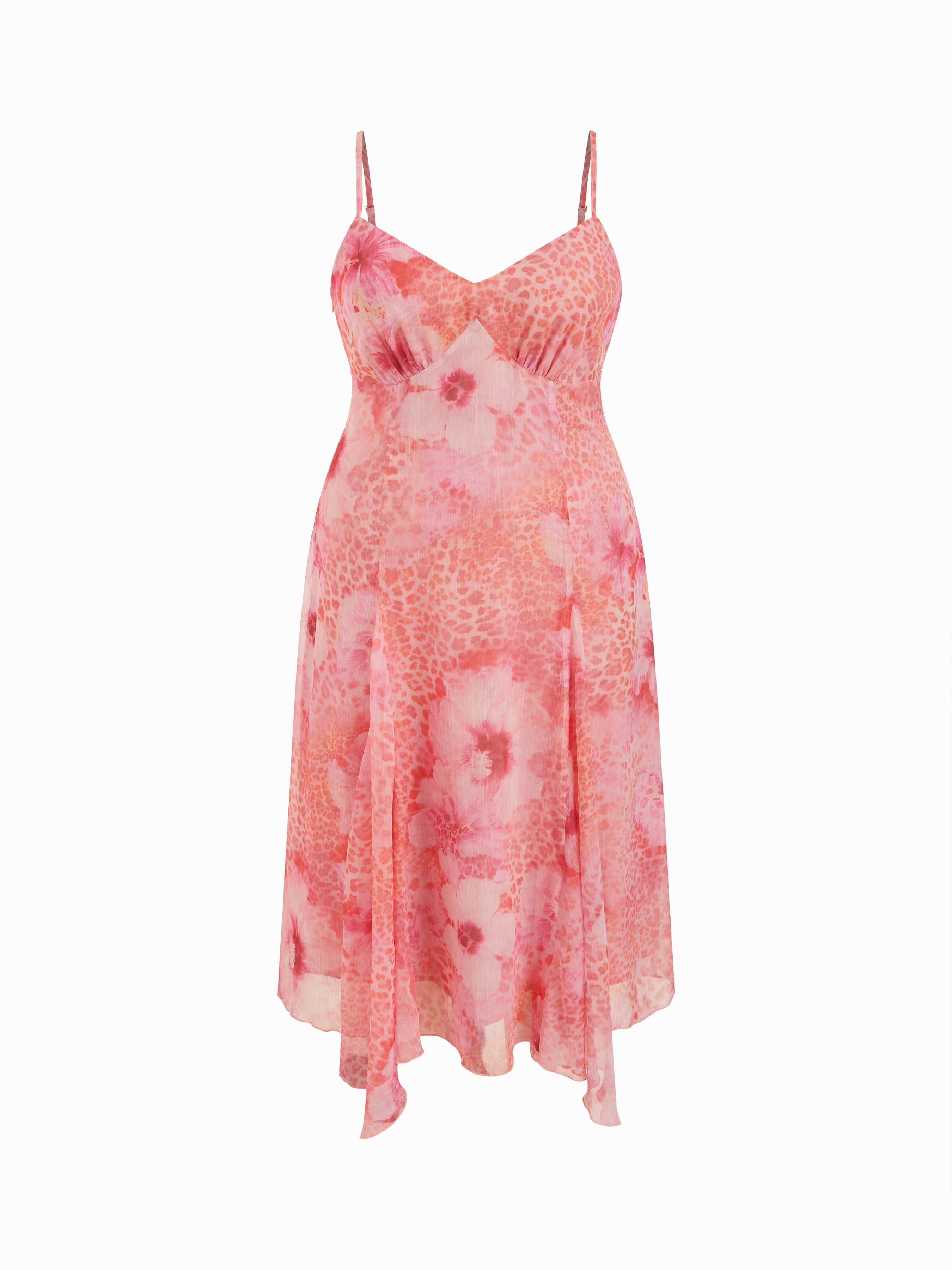 Chiffon Floral Sweetheart Asymmetrical Hem A-line Maxi Dress Curve & Plus by CIDER