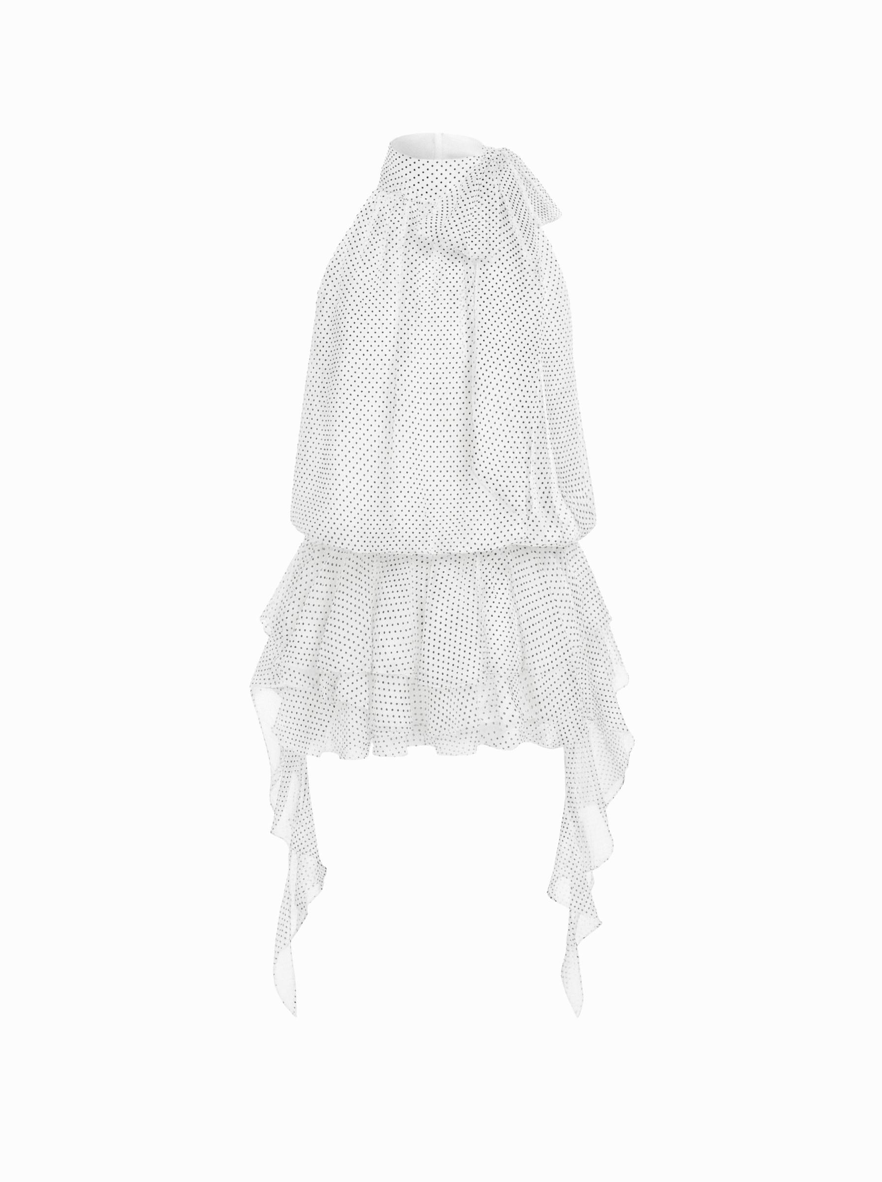 Chiffon Halter Neck Ruffled Ruched Mini Dress by CIDER