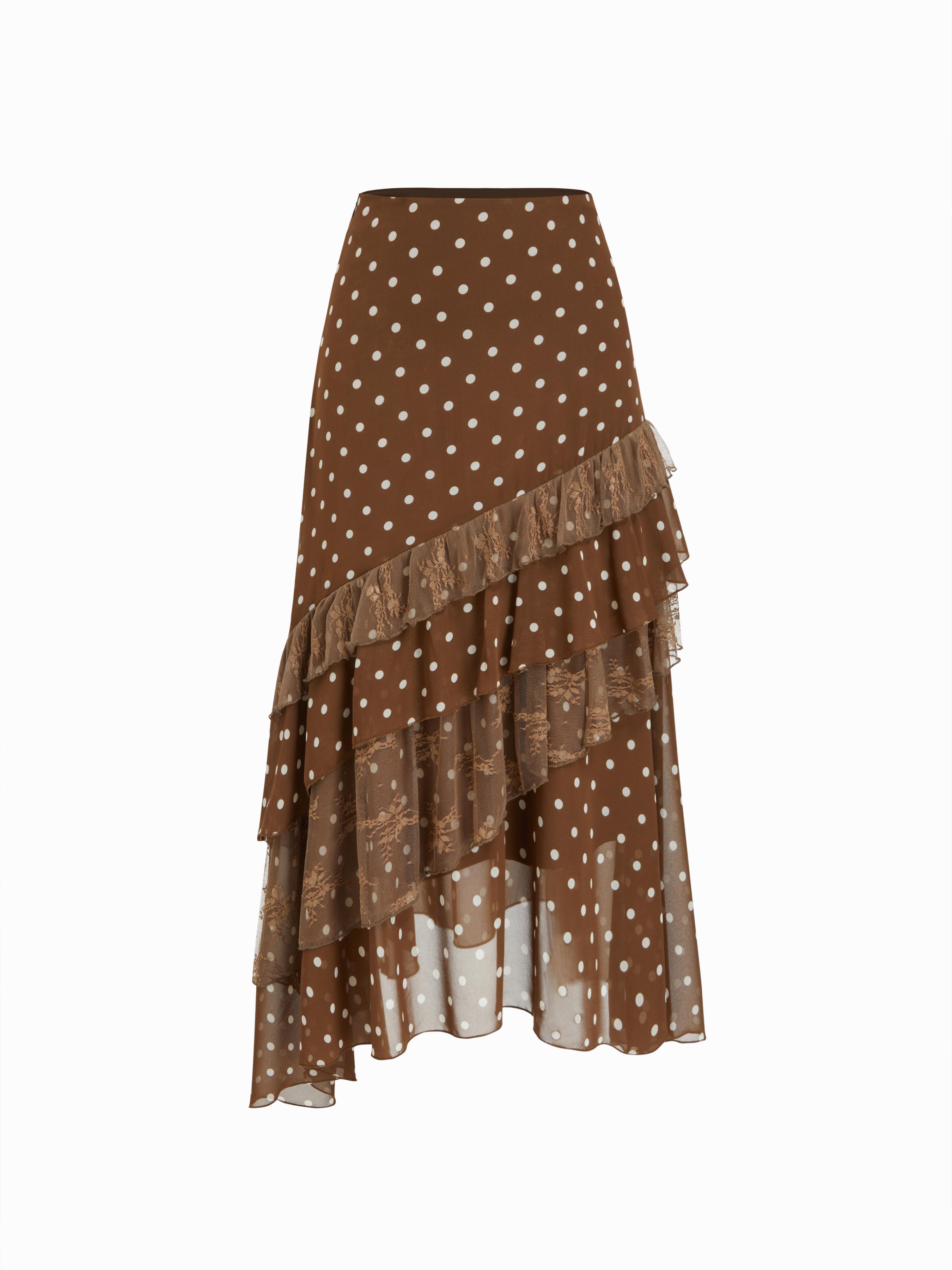 Chiffon High Rise Leopard Print Layered Maxi Skirt by CIDER