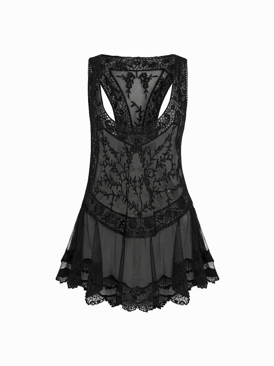 Chiffon Lace Panel Oversized Cami Top by CIDER