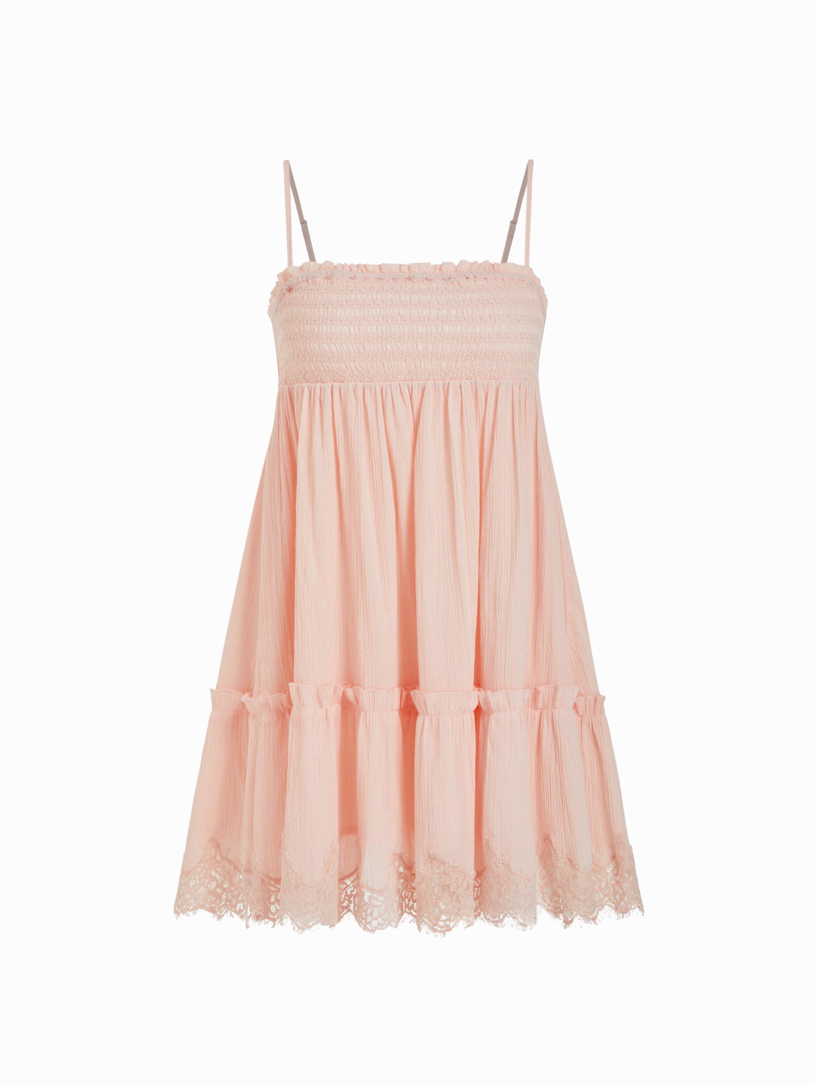 Chiffon Lace Trim Smock Mini Dress by CIDER