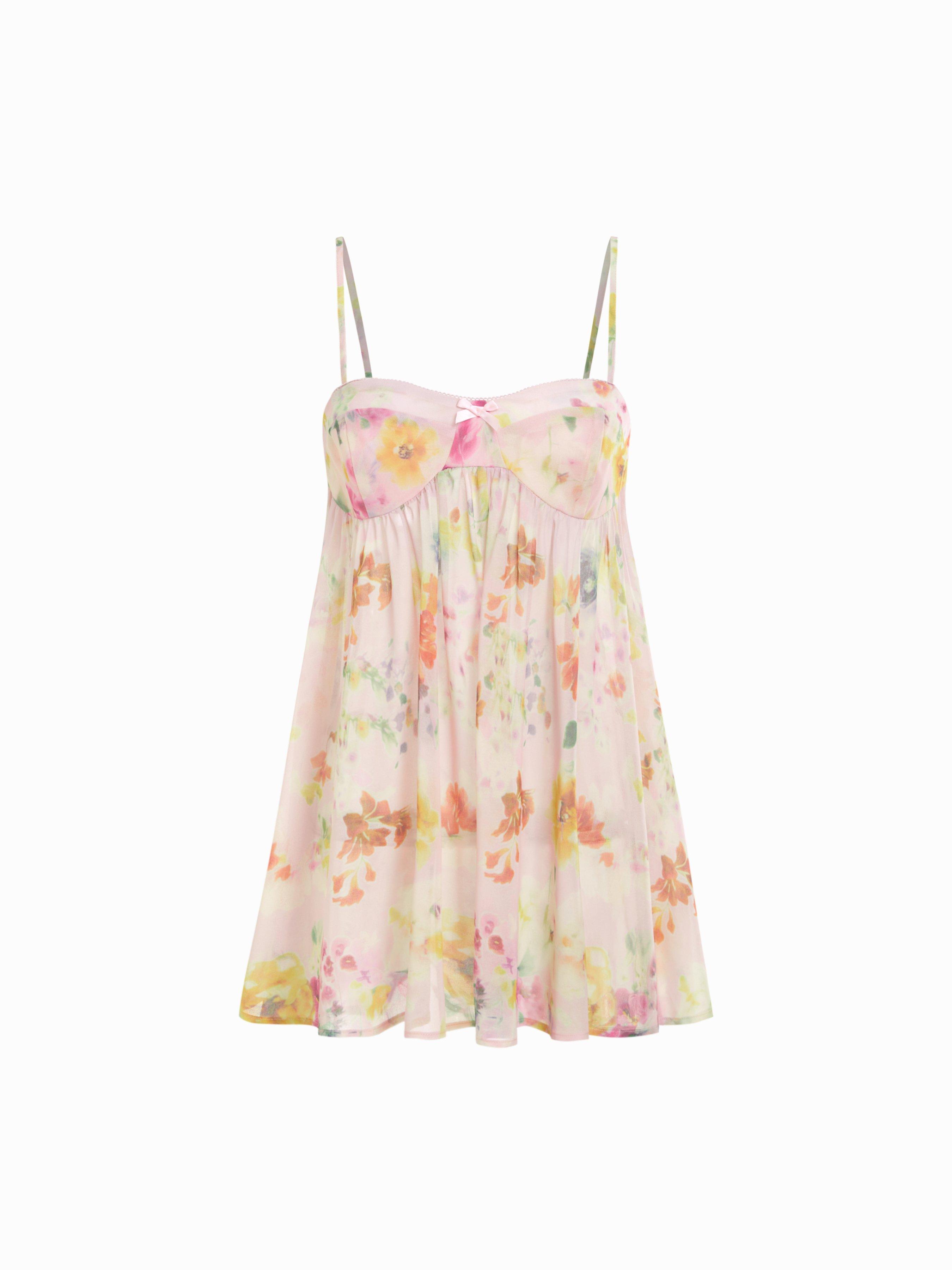 Chiffon Leopard Bowknot Oversized Mini Nightdress by CIDER