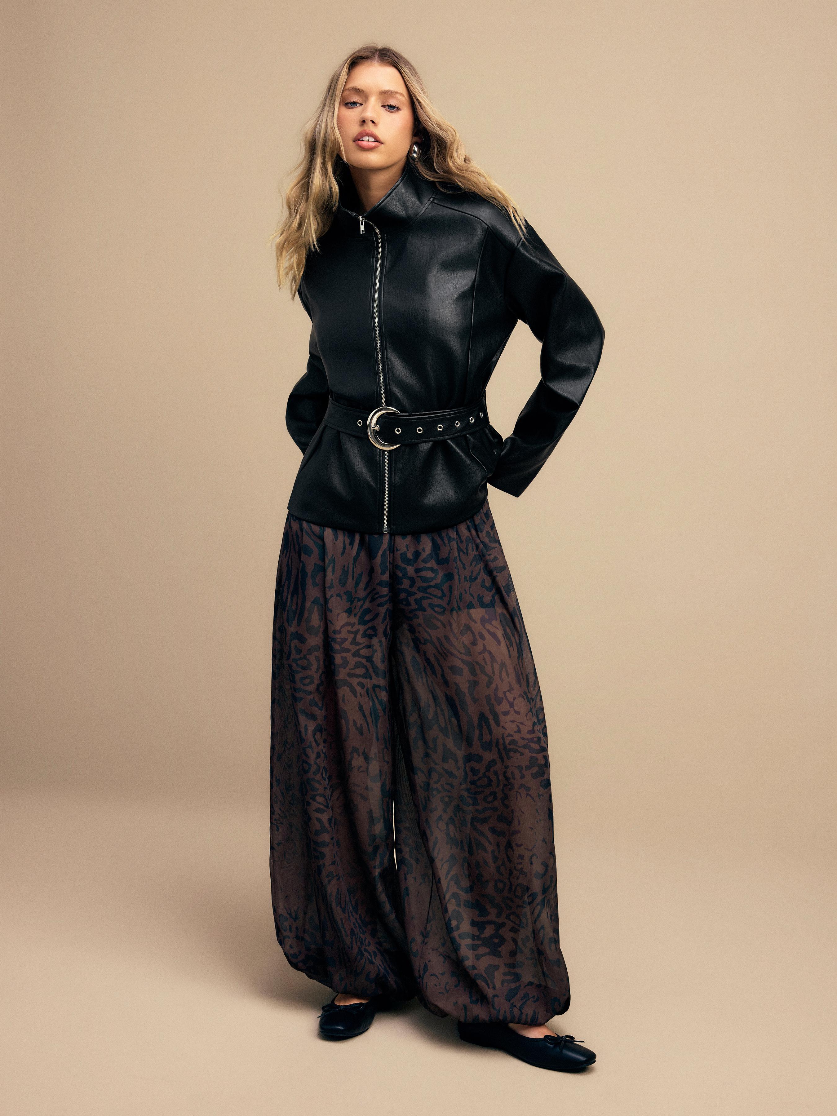 Chiffon Leopard Loose Fit Balloon Pants by CIDER