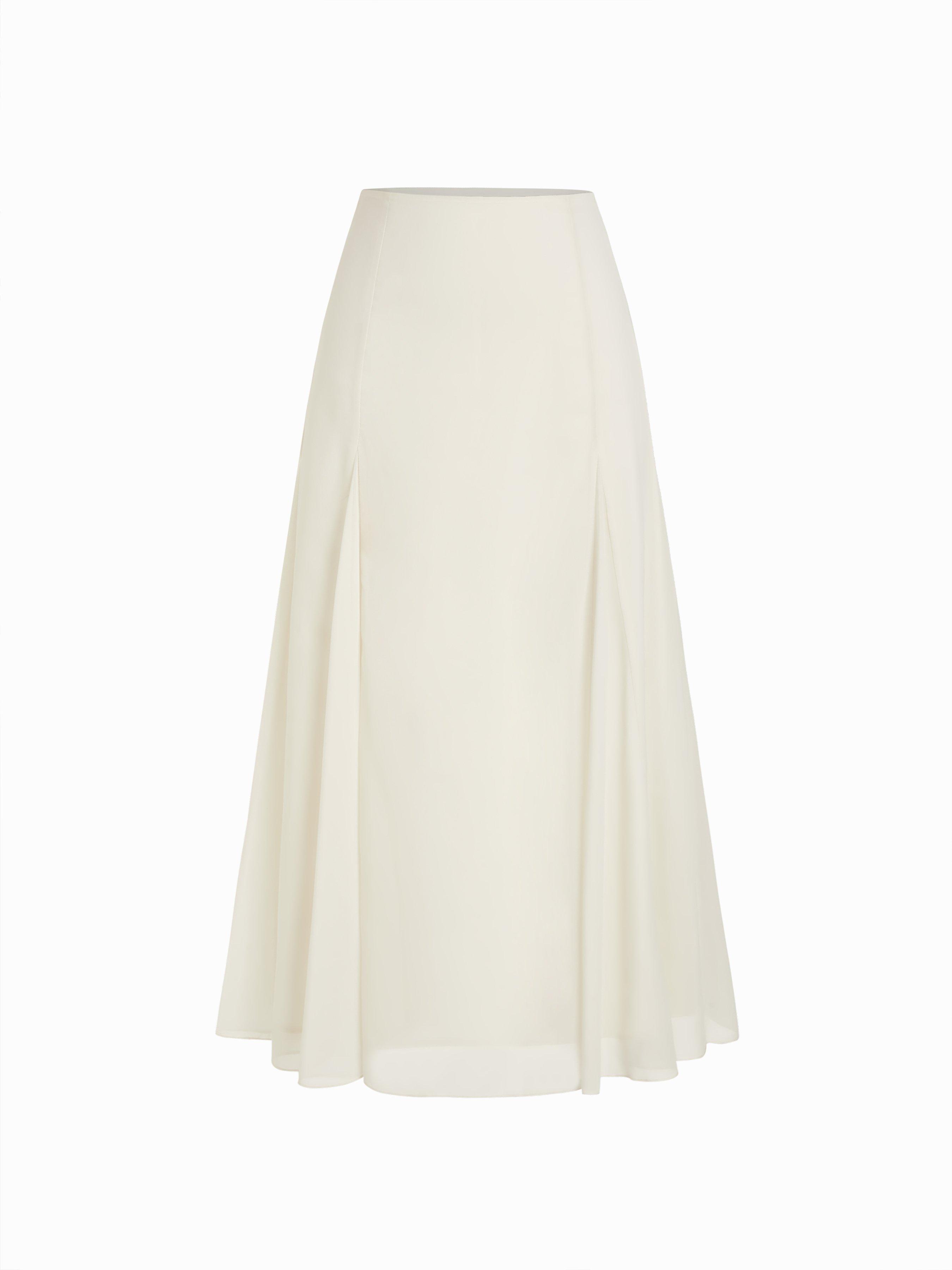 Chiffon Mid Rise Draped A-line Maxi Skirt by CIDER