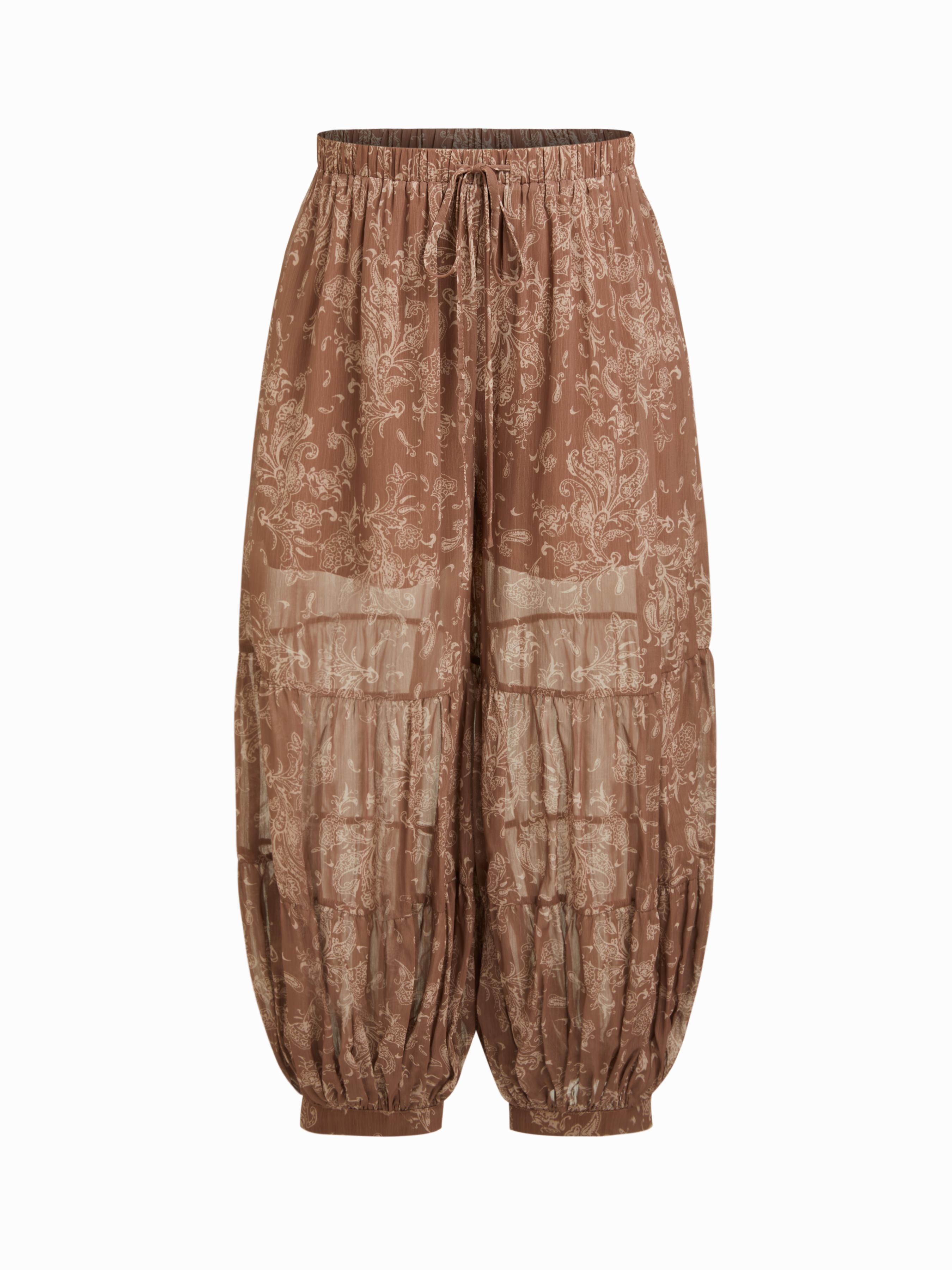 Chiffon Mid Rise Paisley Bloomer Trousers Curve & Plus by CIDER
