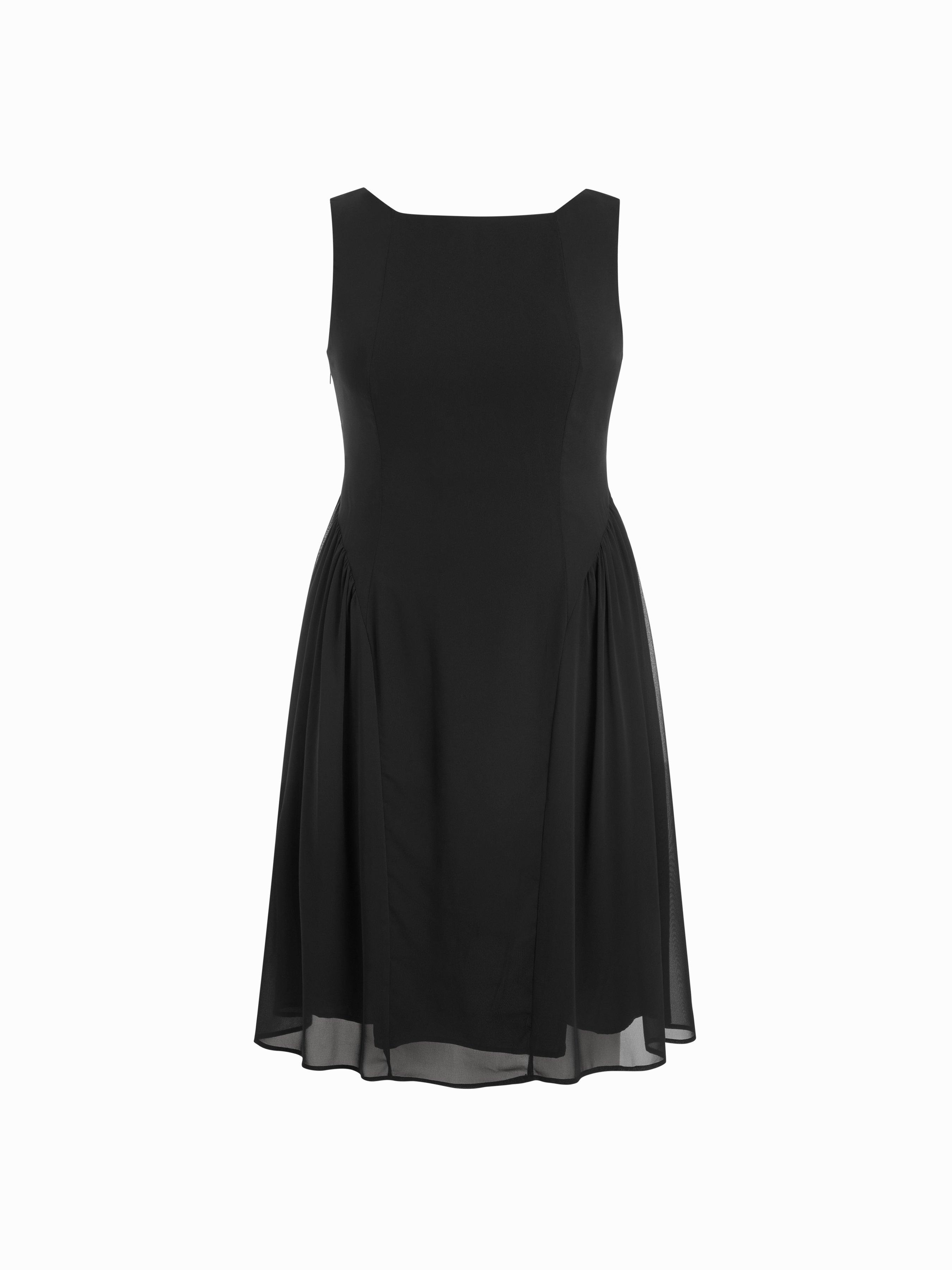 Chiffon Square Neck Draped A-line Midi Dress Curve & Plus by CIDER