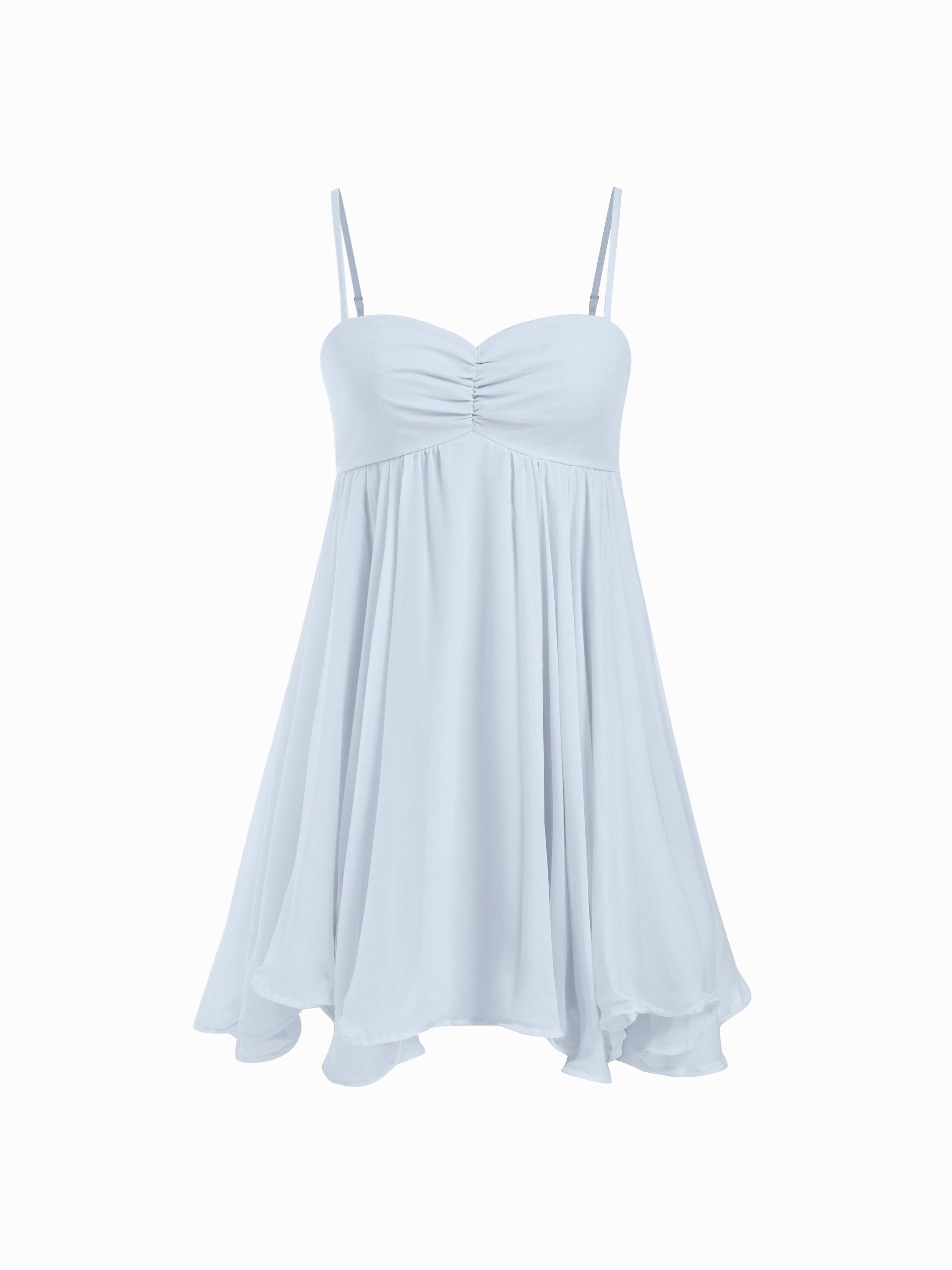 Chiffon Sweetheart Asymmetrical Hem Mini Dress by CIDER