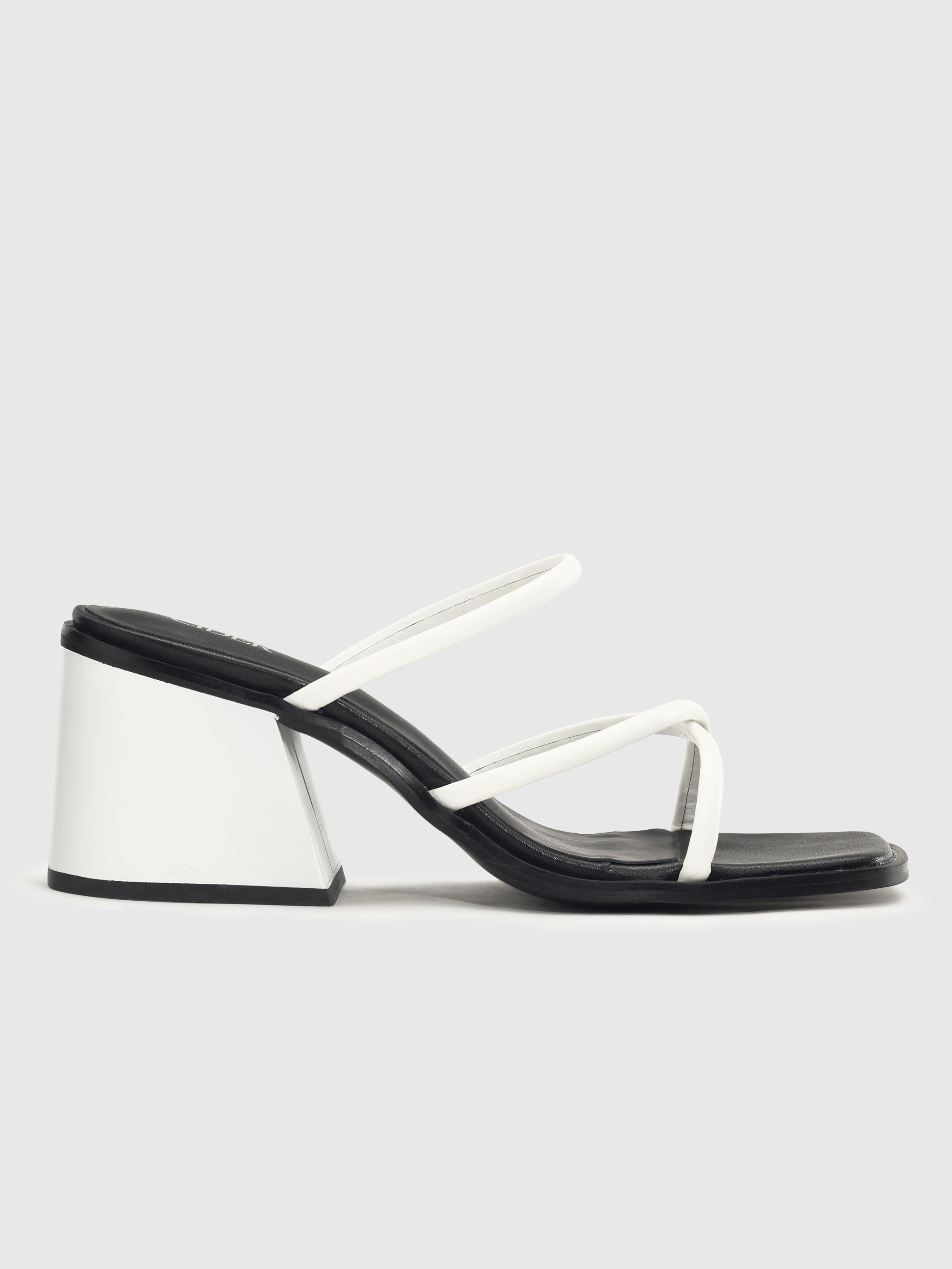 Chunky Heeled Cross Strap Sandals by CIDER