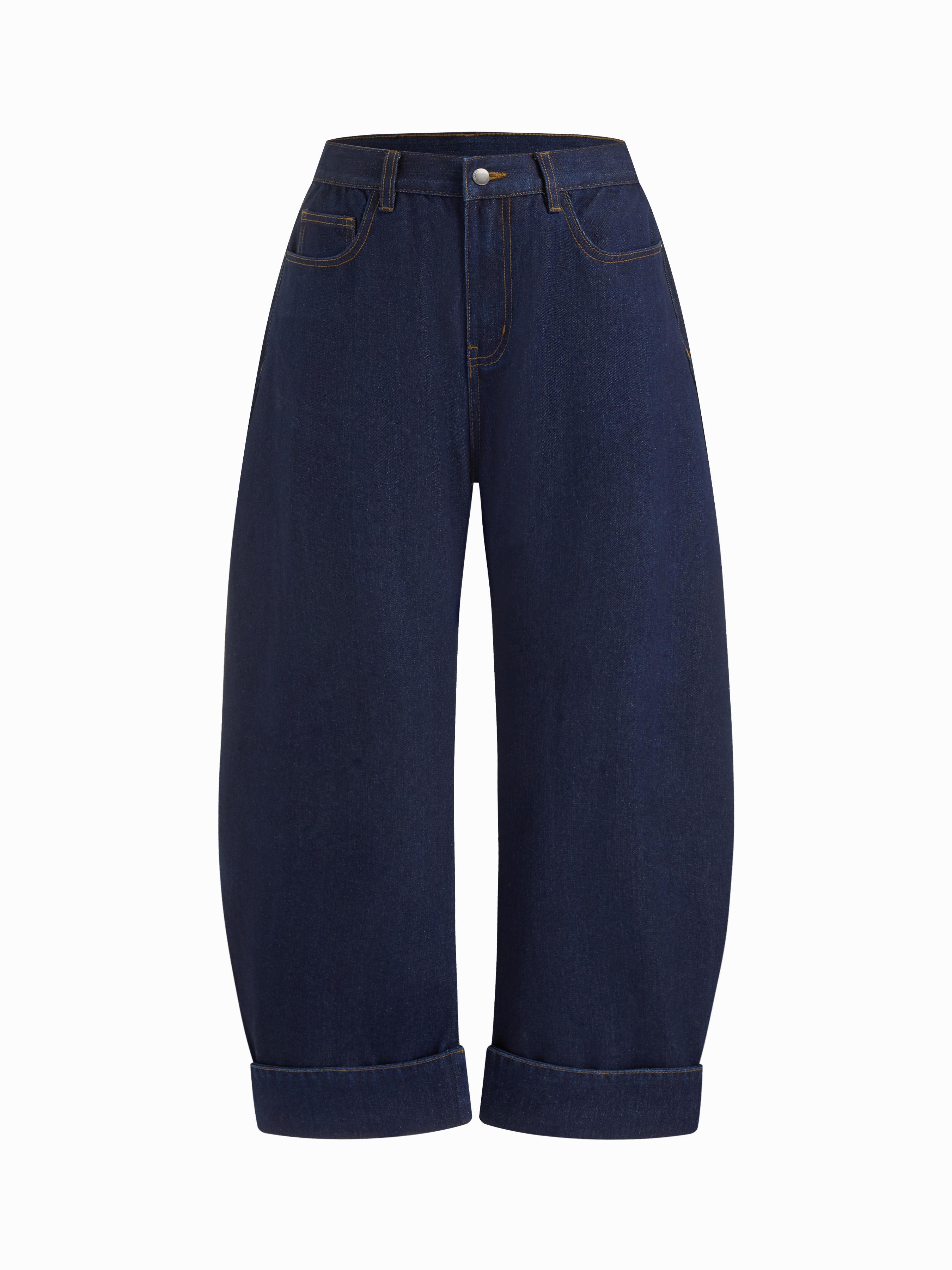 Cider Denim Low Rise Roll Hem Barrel-leg Jeans by CIDER