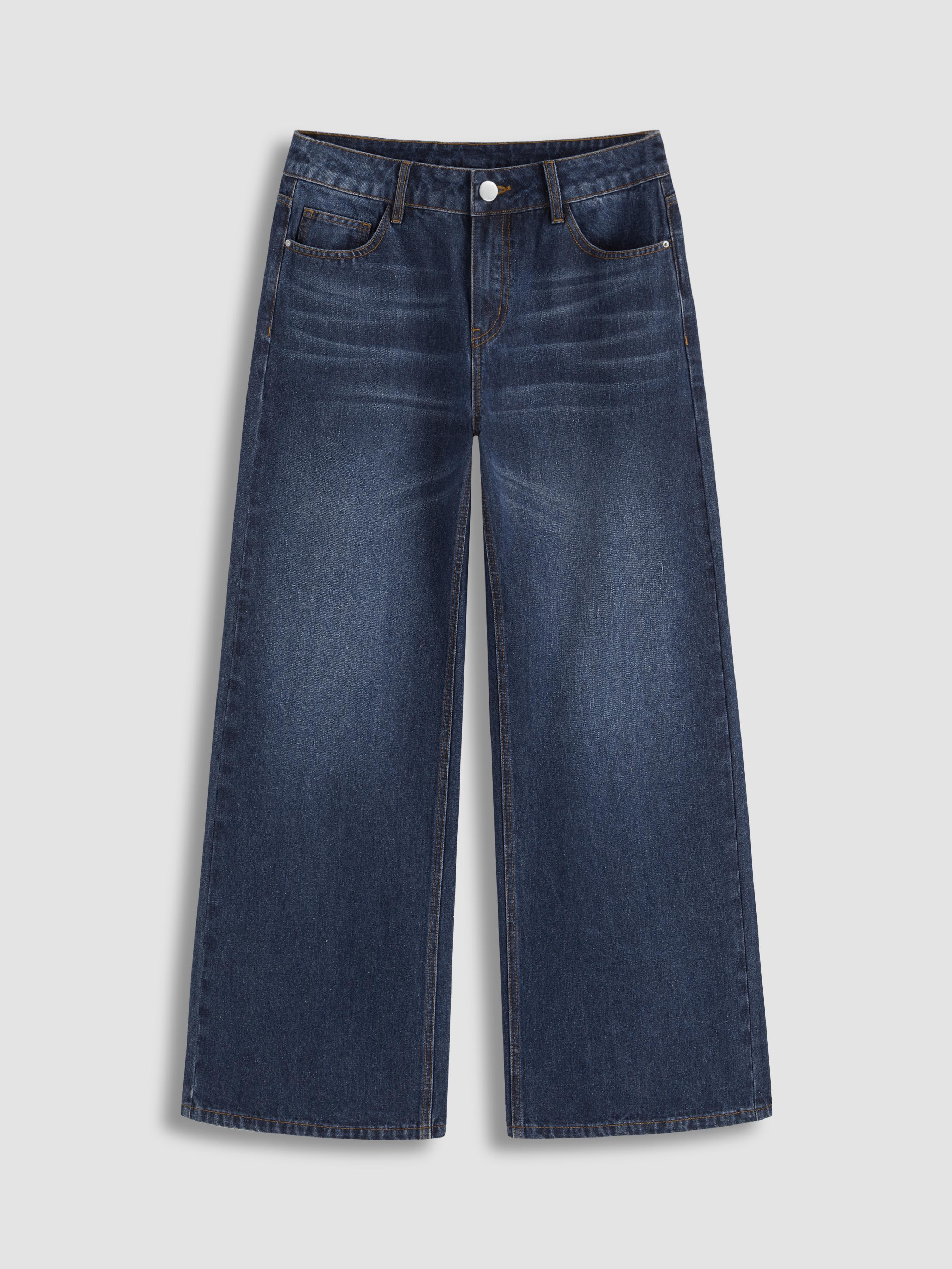 Cider Denim Low Rise Solid Pocket Baggy Jeans by CIDER