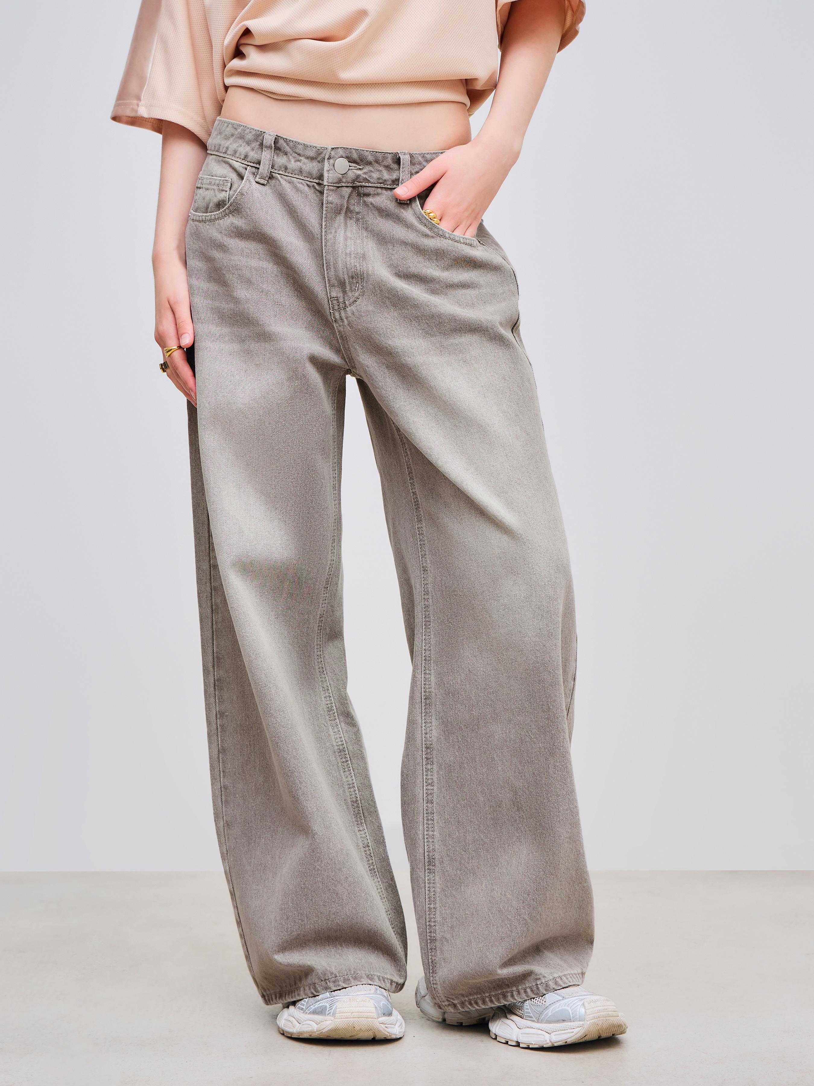 Cider Denim Low Rise Solid Pocket Baggy Jeans by CIDER