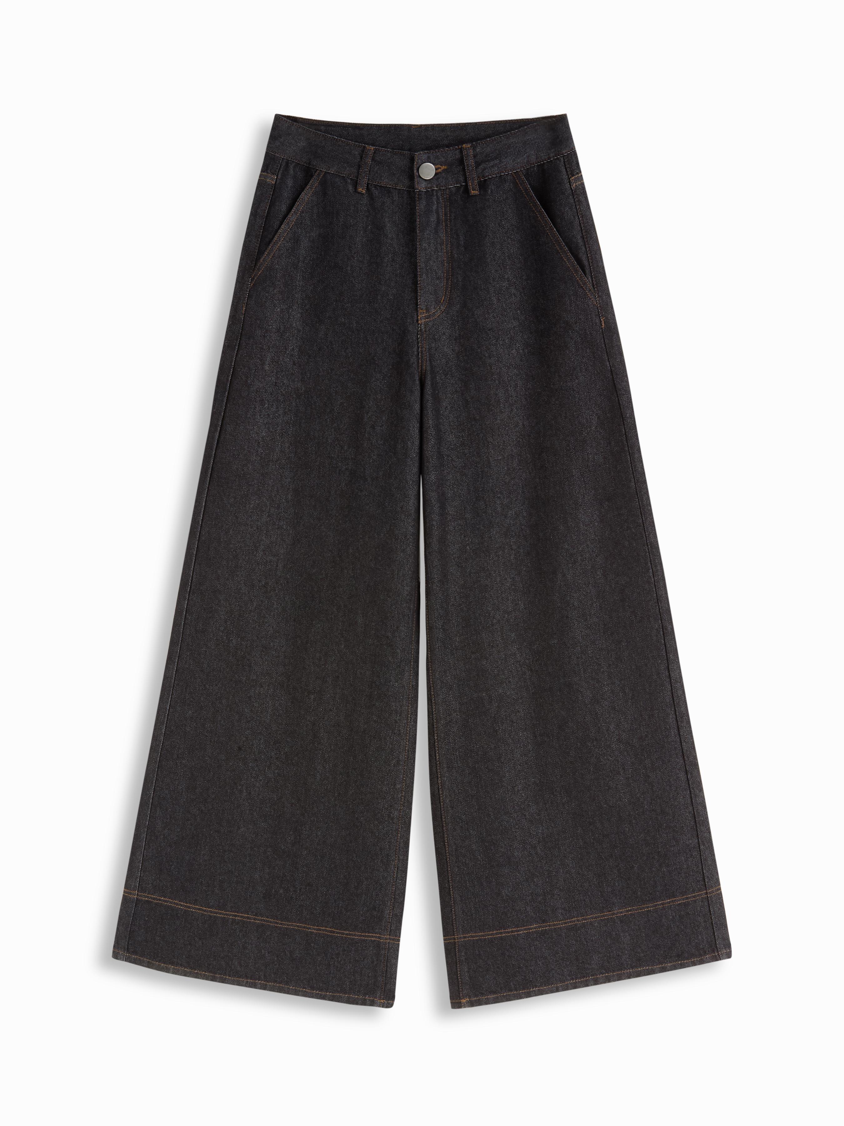 Cider Denim Low Rise Solid Pocket Baggy Jeans by CIDER