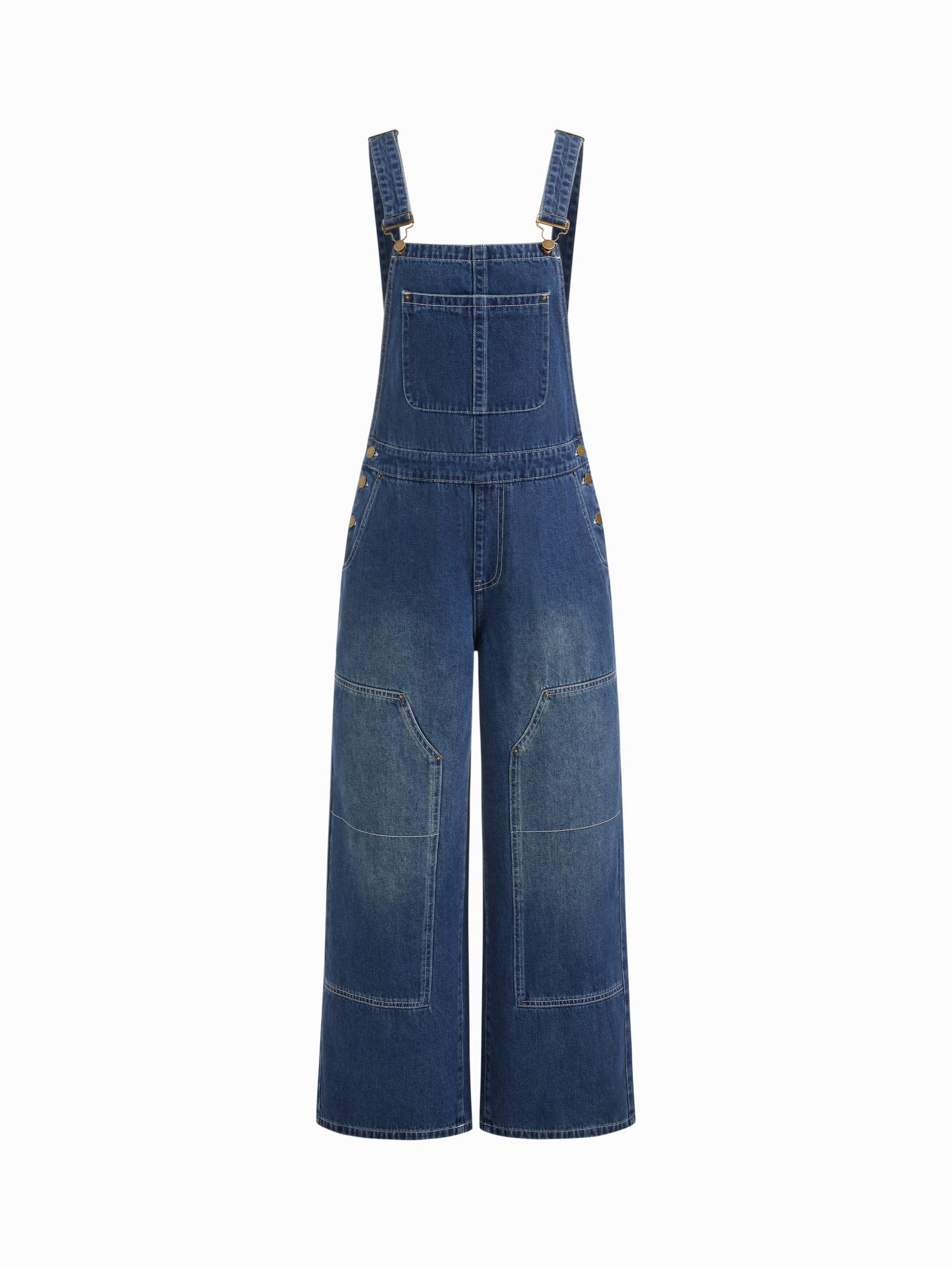 Cider Denim Low Rise Wide Leg Jumpsuit by CIDER