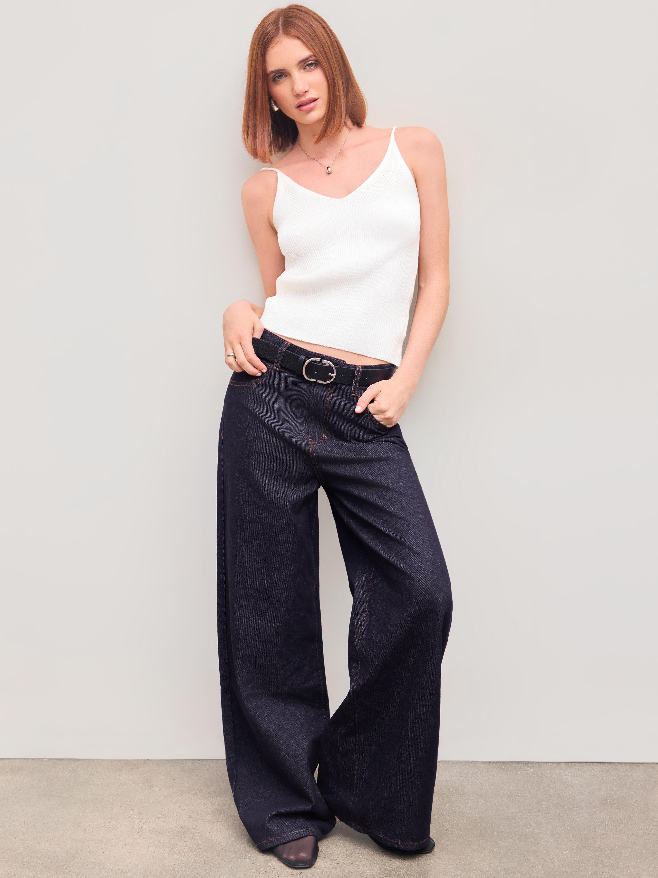 Cider Denim Mid Rise Pocket Wide Leg Jeans by CIDER