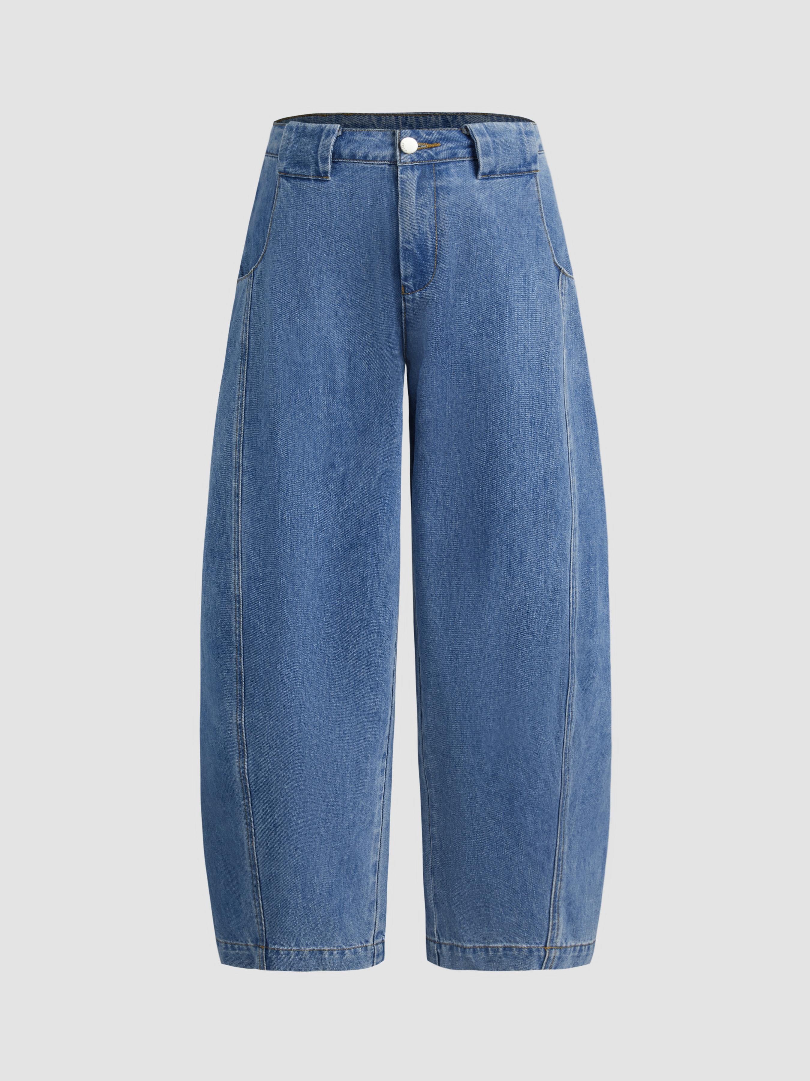 Cider Denim Mid Rise Solid Barrel-leg Jeans by CIDER
