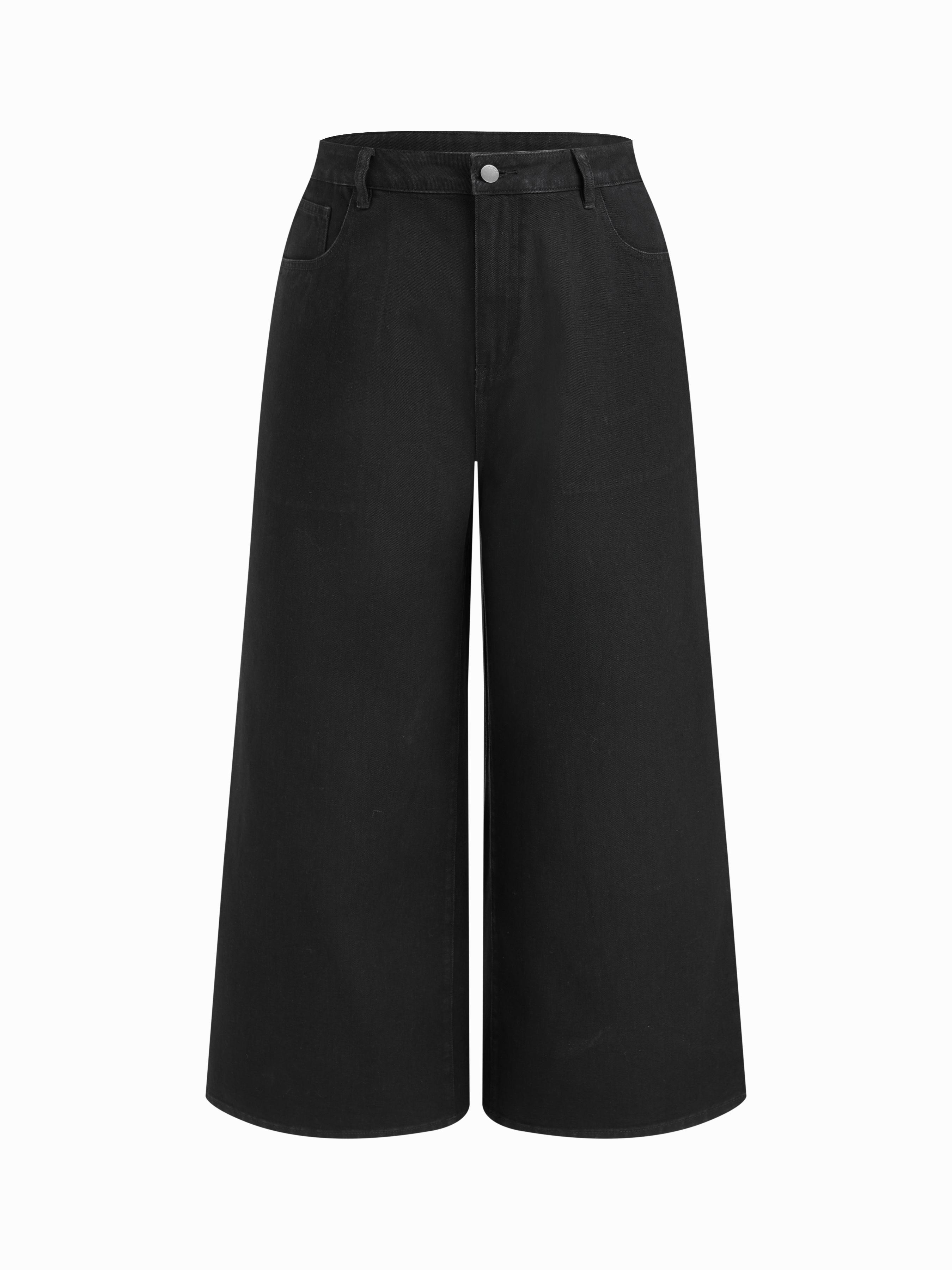 Cider Denim Mid Rise Solid Straight Leg Jeans Curve & Plus by CIDER