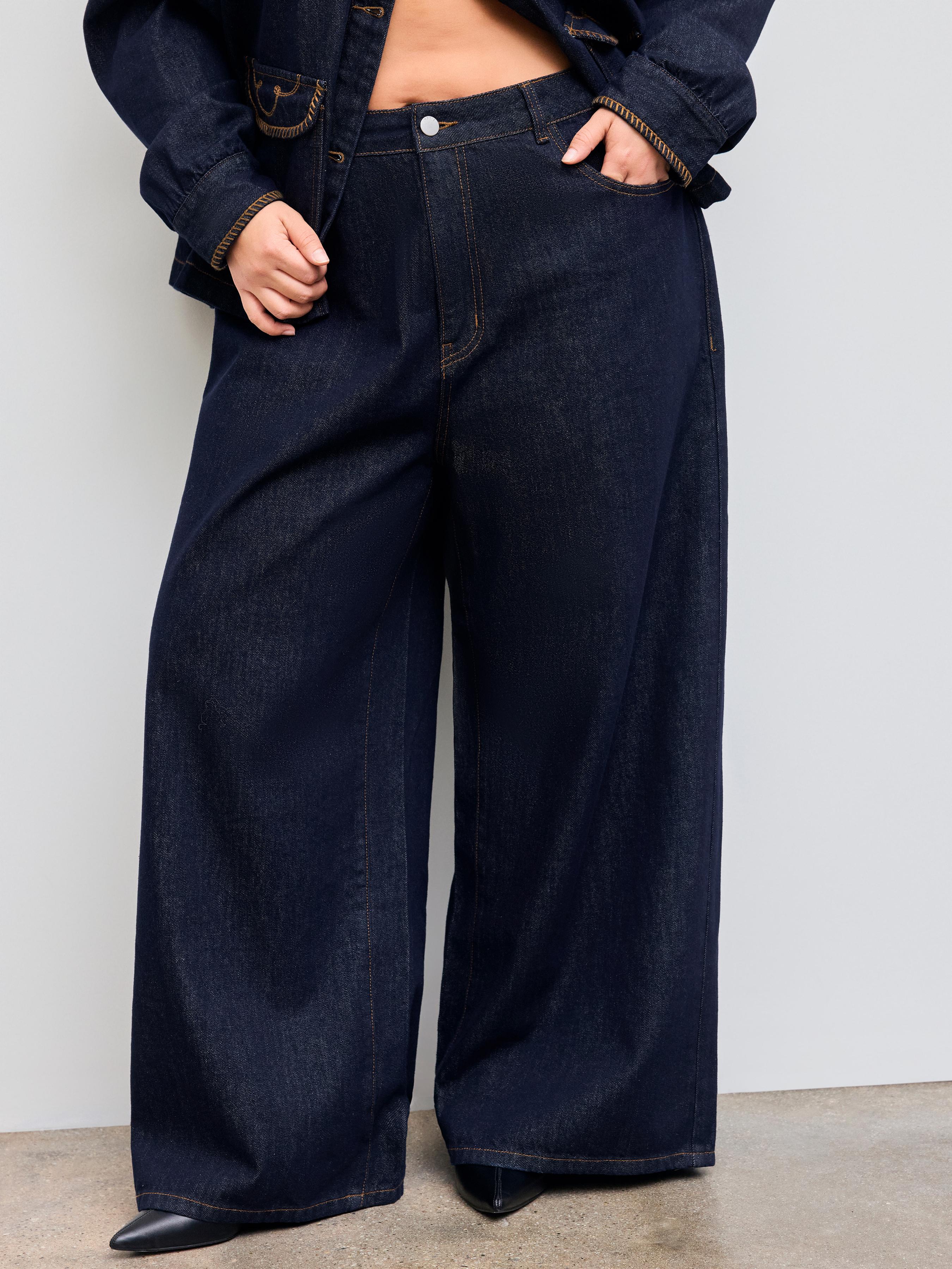 Cider Denim Mid Rise Solid Straight Leg Jeans Curve & Plus by CIDER