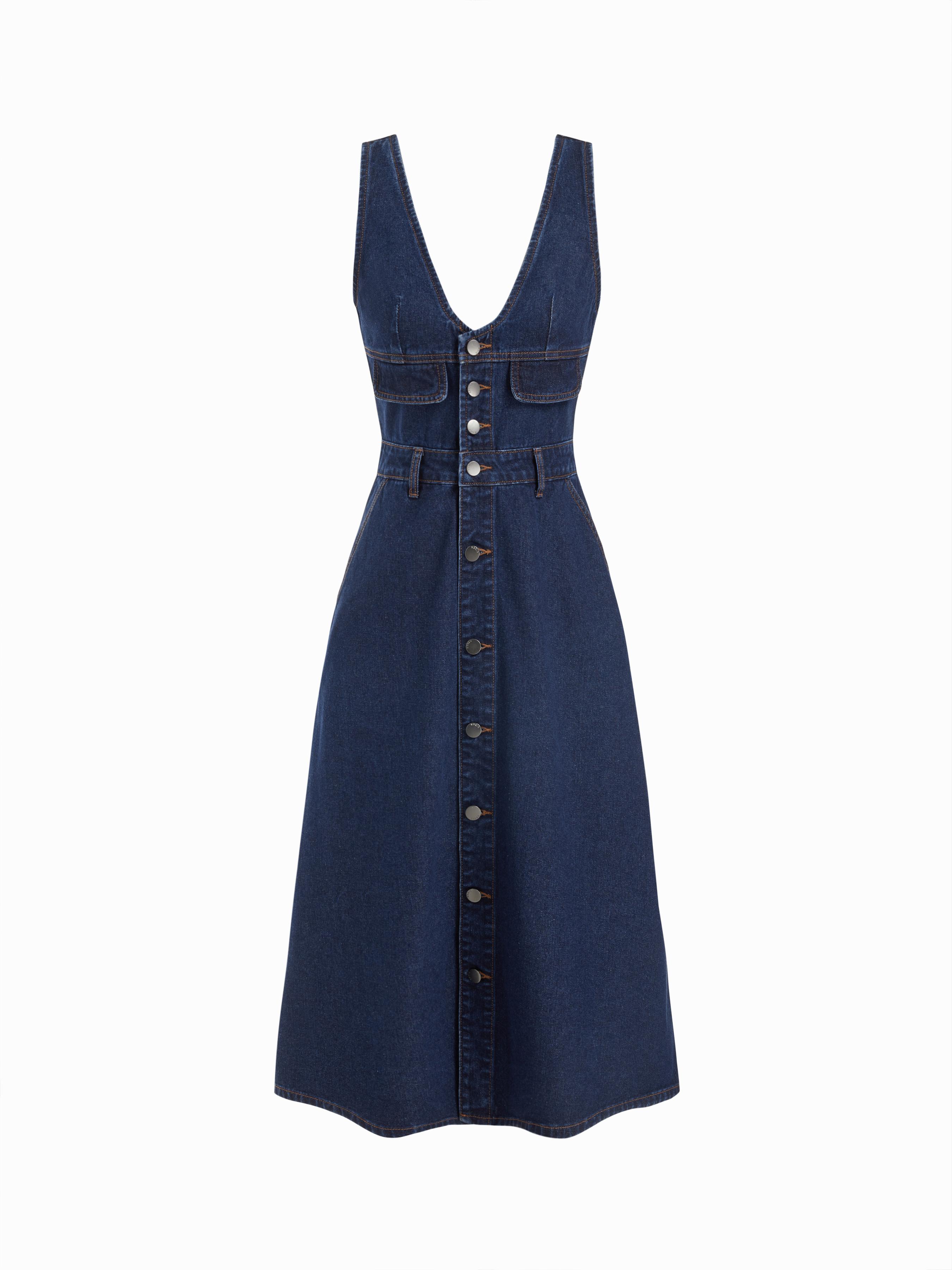 Cider Denim V-neck Button Maxi Dress by CIDER