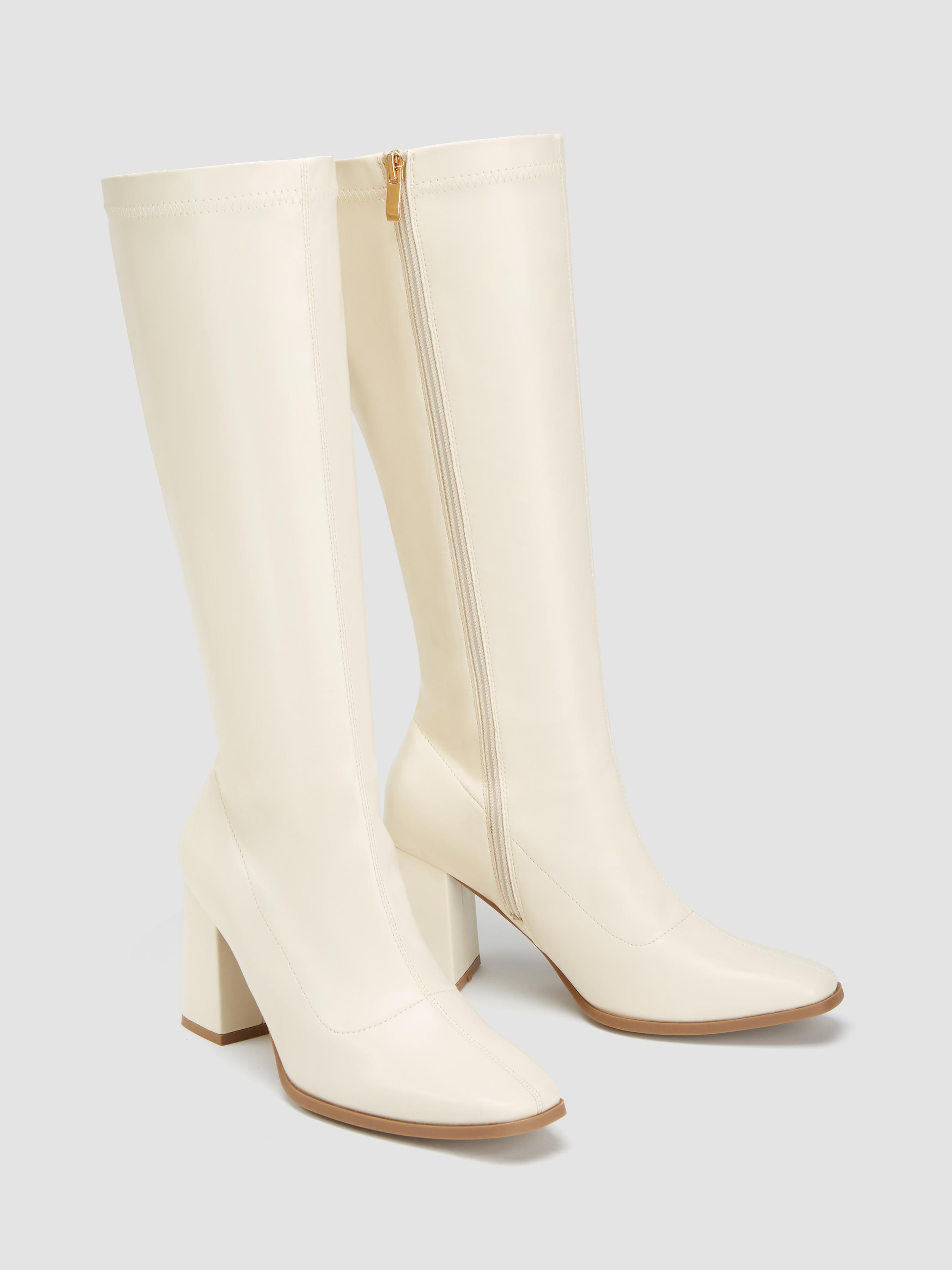 Classic Chunky Heeled Faux Leather Knee High Boots by CIDER