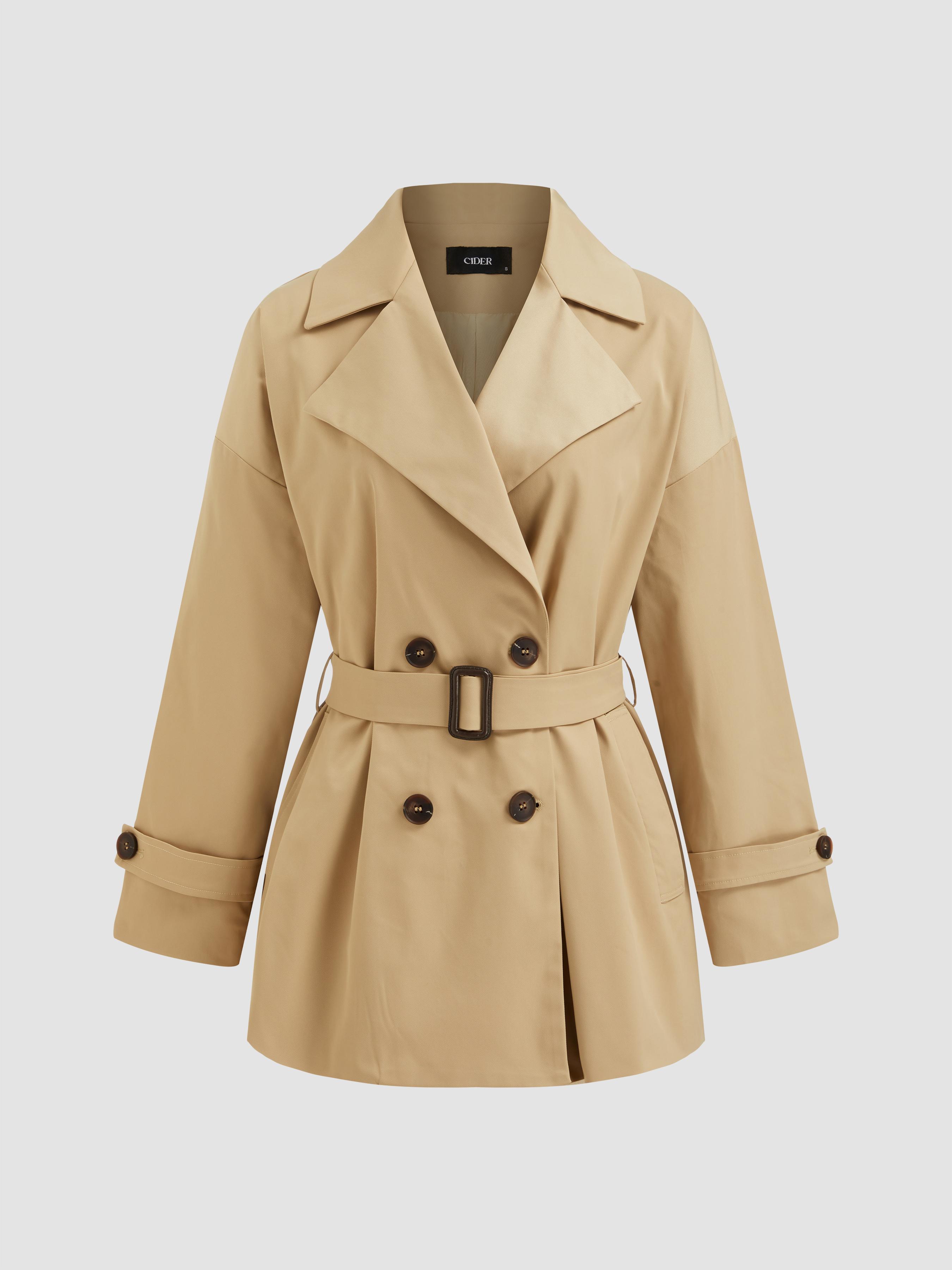 Collar Double Breasted Oversized Trench Coat With Belt by CIDER