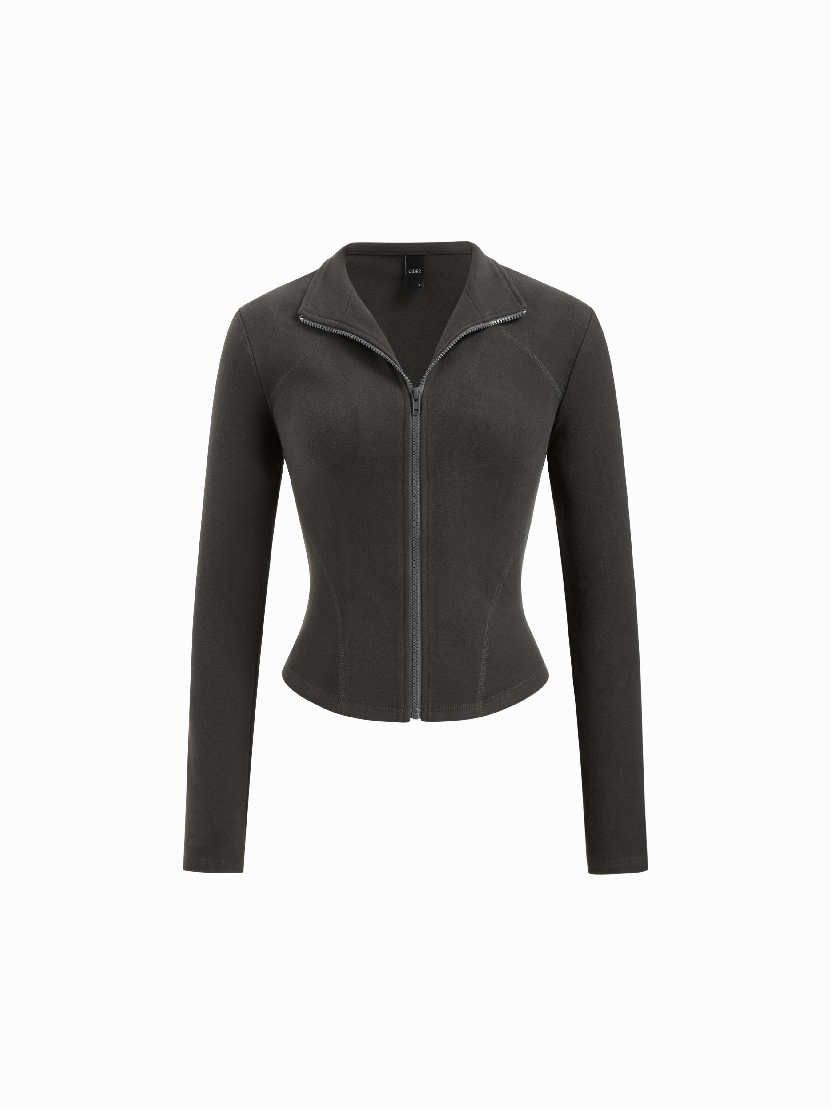 Collar Long Sleeve Zip Through Jacket by CIDER