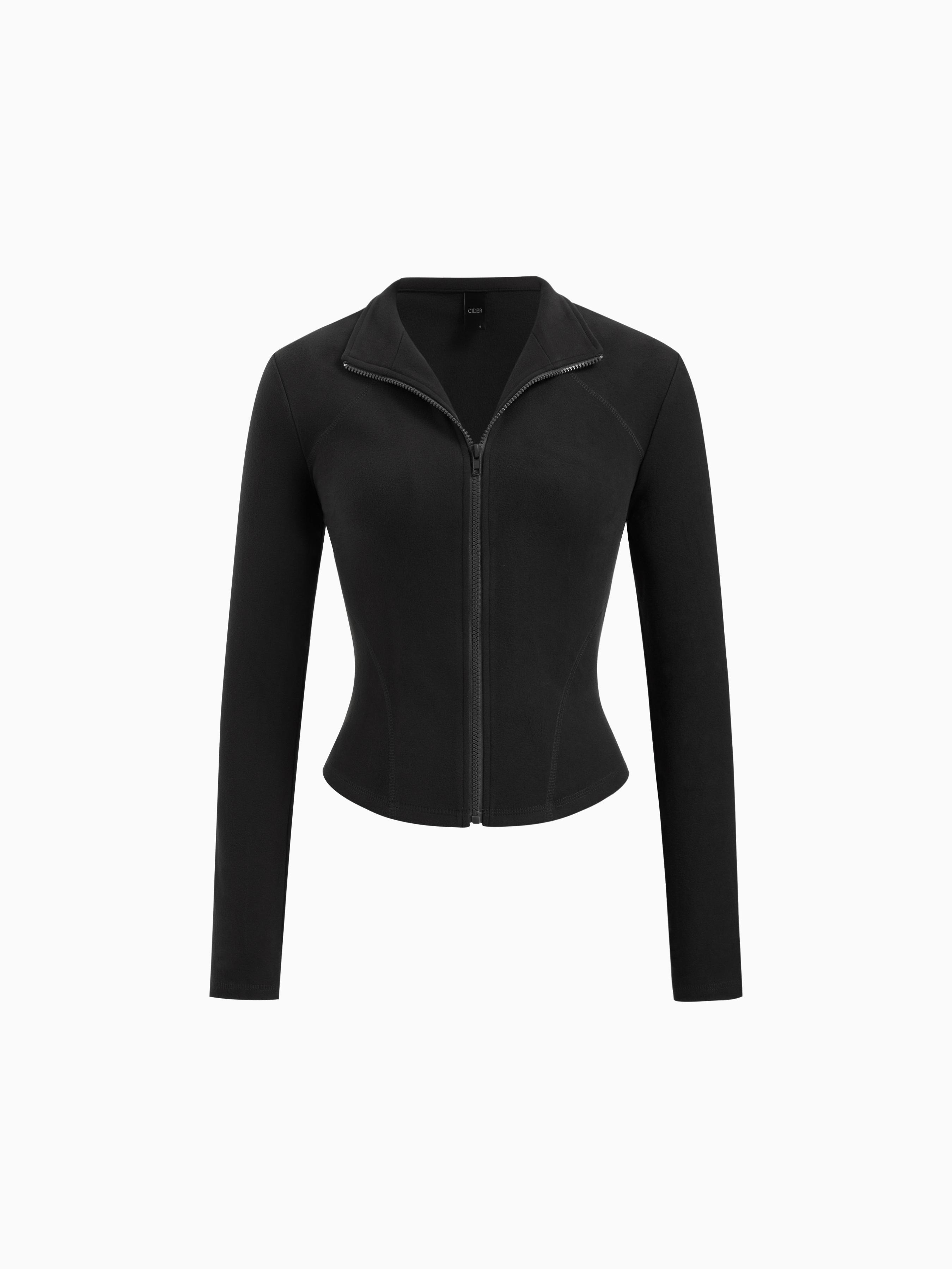Collar Long Sleeve Zip Through Jacket by CIDER
