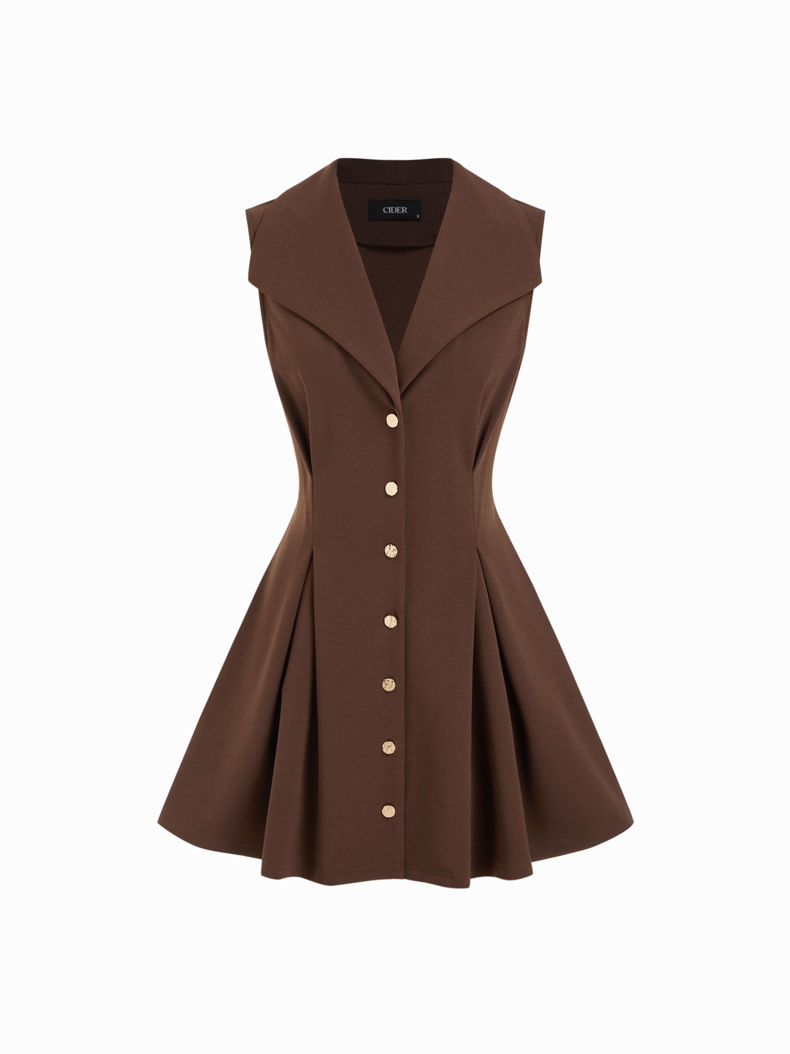 Collar Metal Detail Flared Mini Dress by CIDER